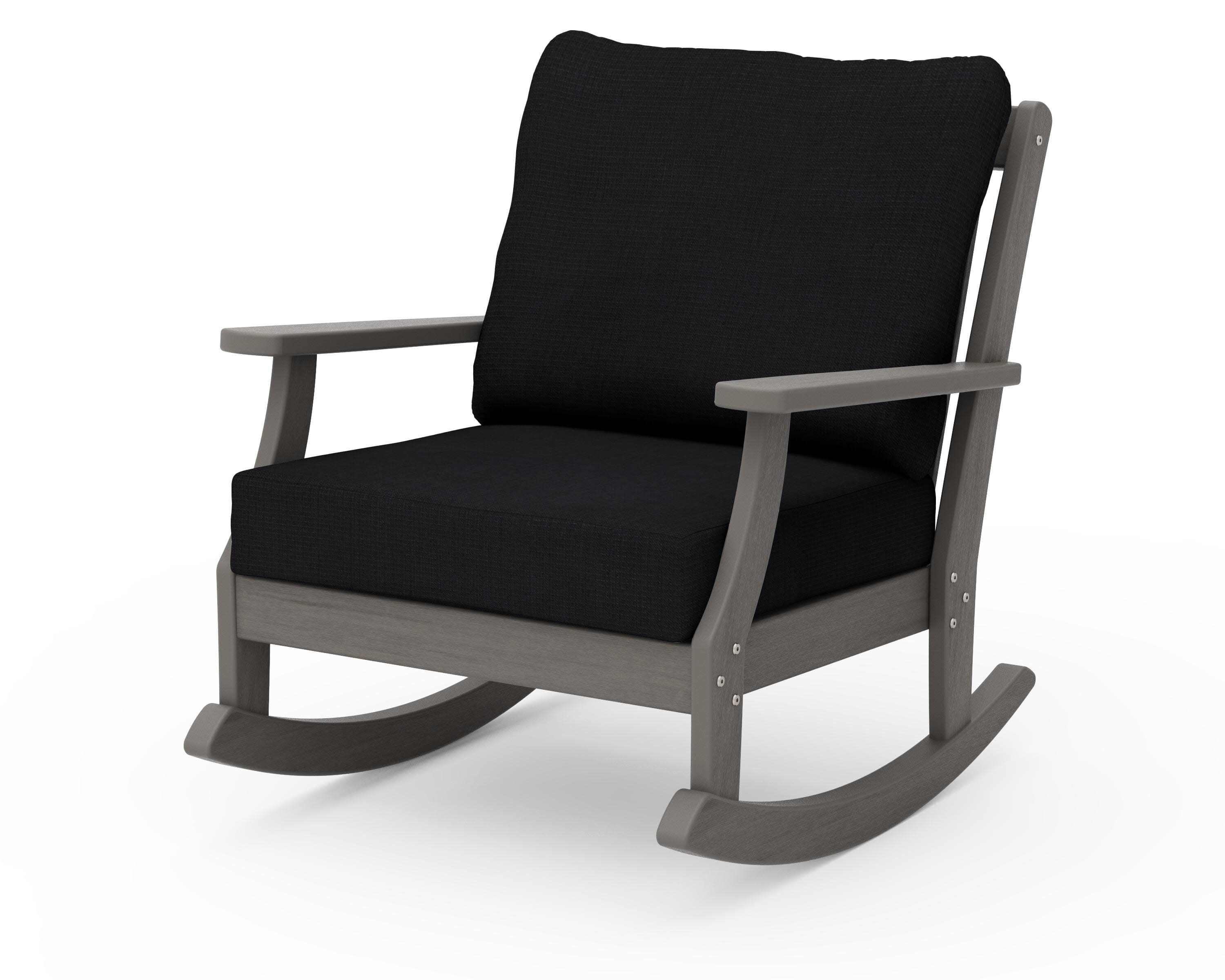 Braxton Deep Seating Rocking Chair in Driftwood / Midnight Linen