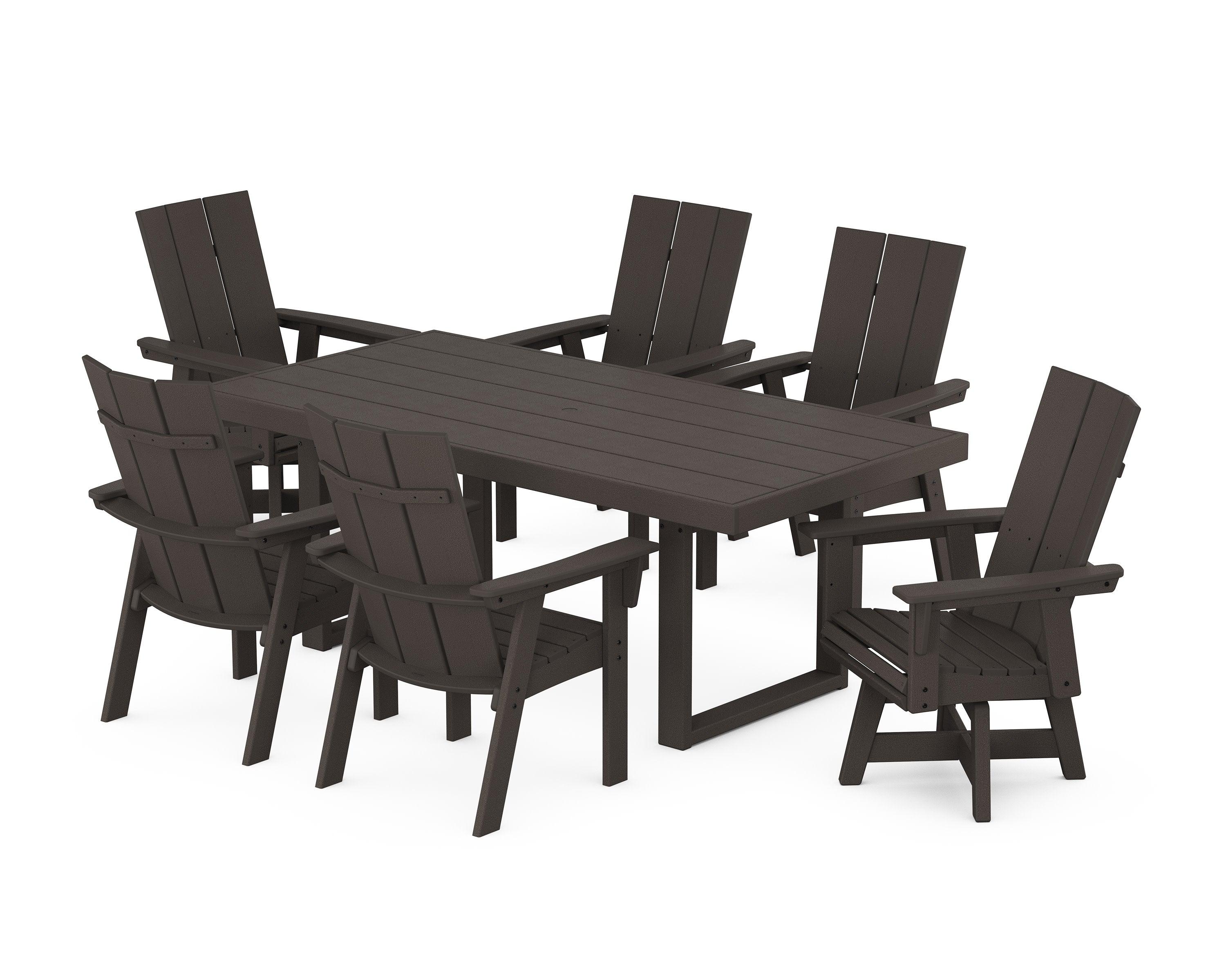 Modern Adirondack 7-Piece Dining Set in Vintage Coffee