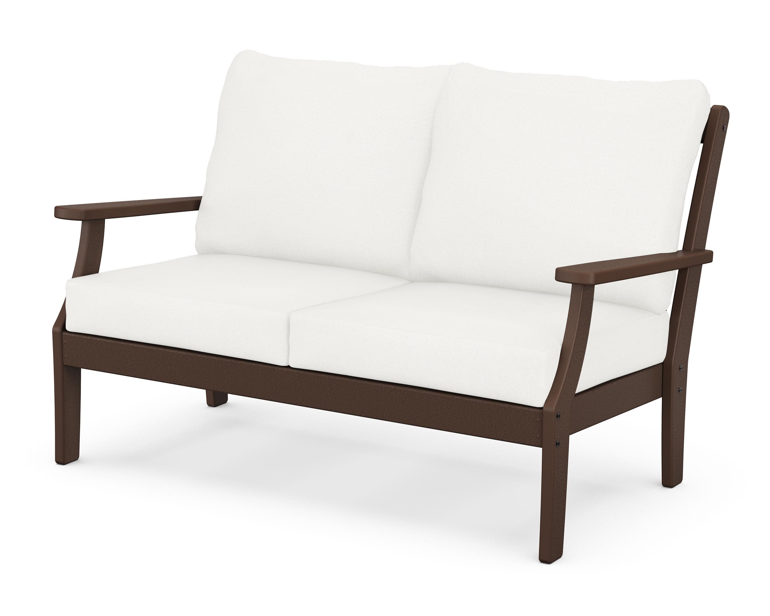 Braxton Deep Seating Loveseat in Mahogany / Natural Linen
