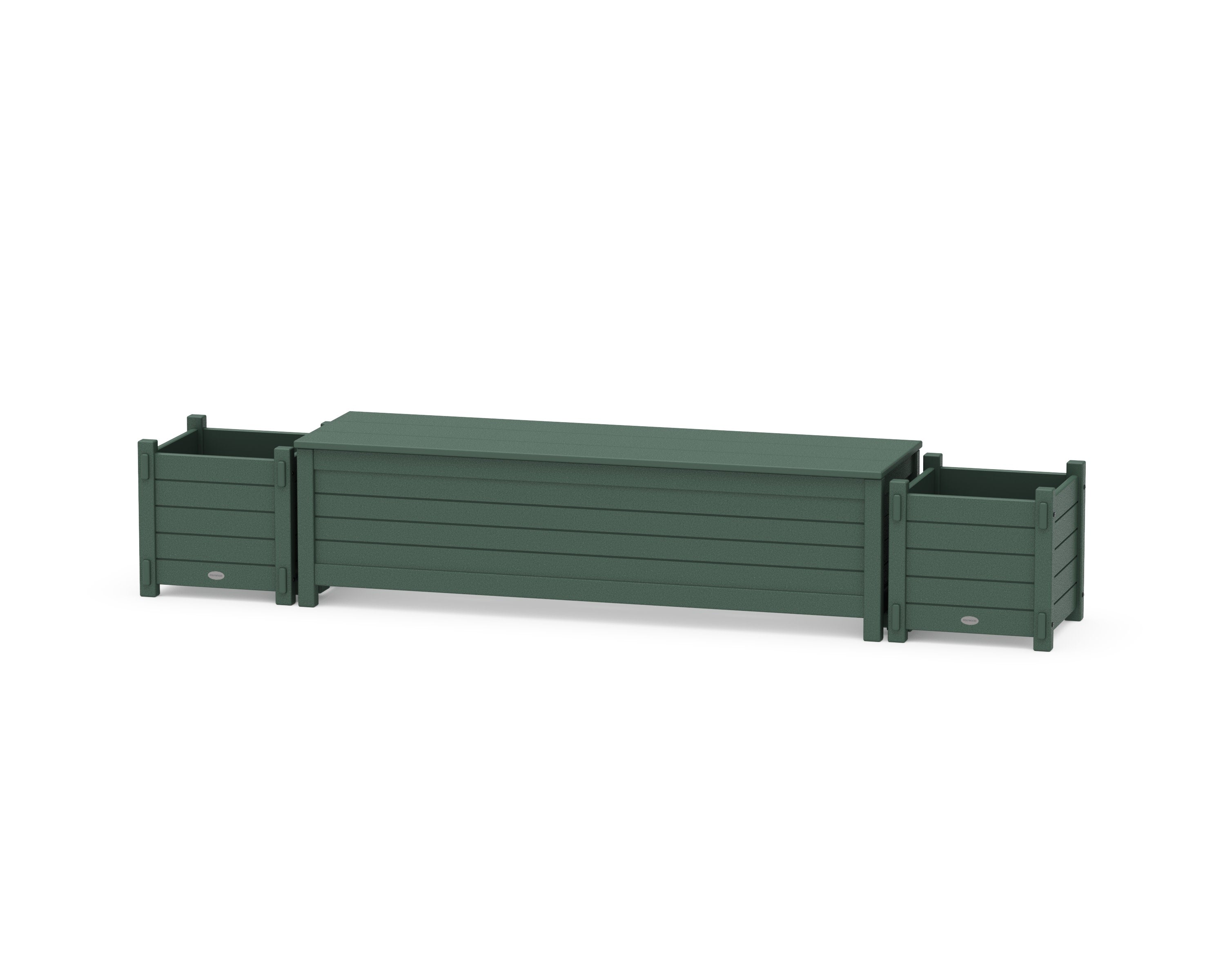 60" Nautical Straight Planter Storage Bench Set in Green