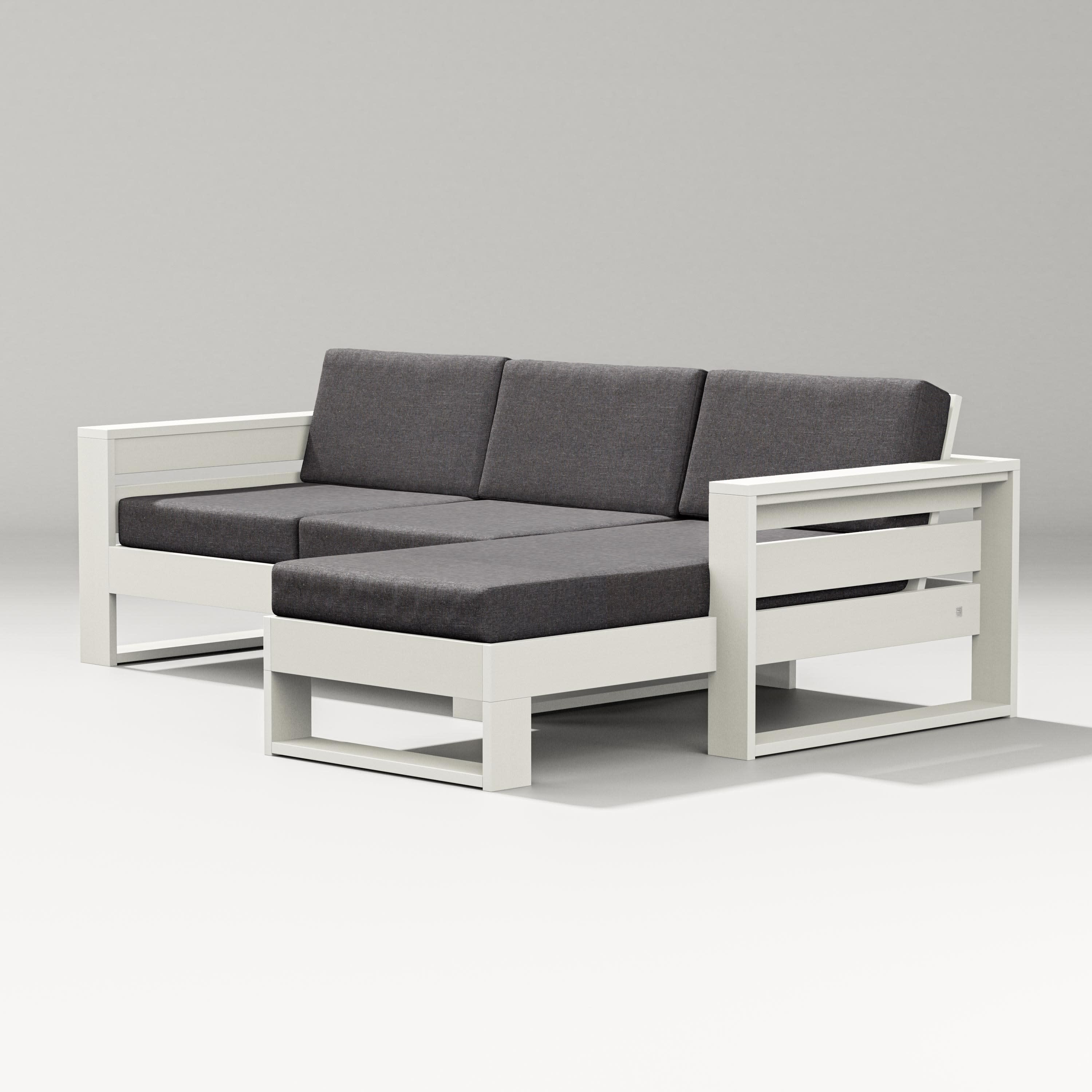 Latitude Right Chaise Sectional in Vintage White / Ash Charcoal