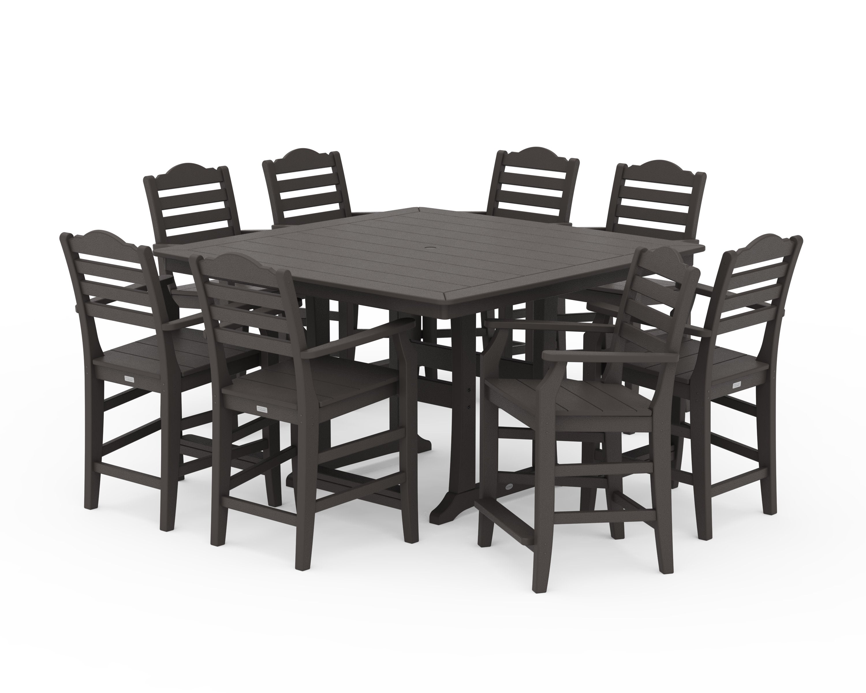 Savannah 9-Piece Square Counter Set with Trestle Legs in Vintage Coffee