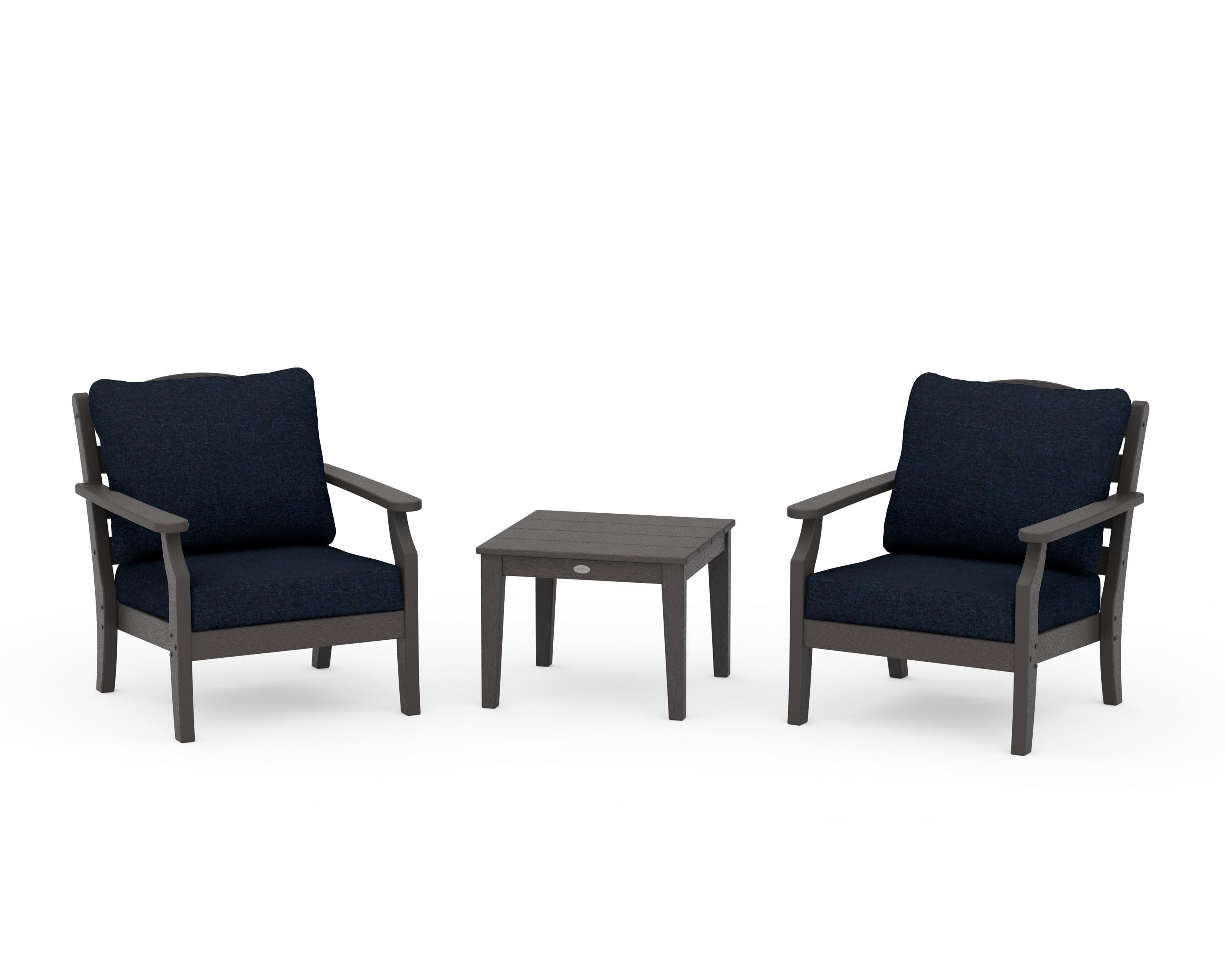 Savannah 3-Piece Deep Seating Set in Vintage Coffee / Marine Indigo