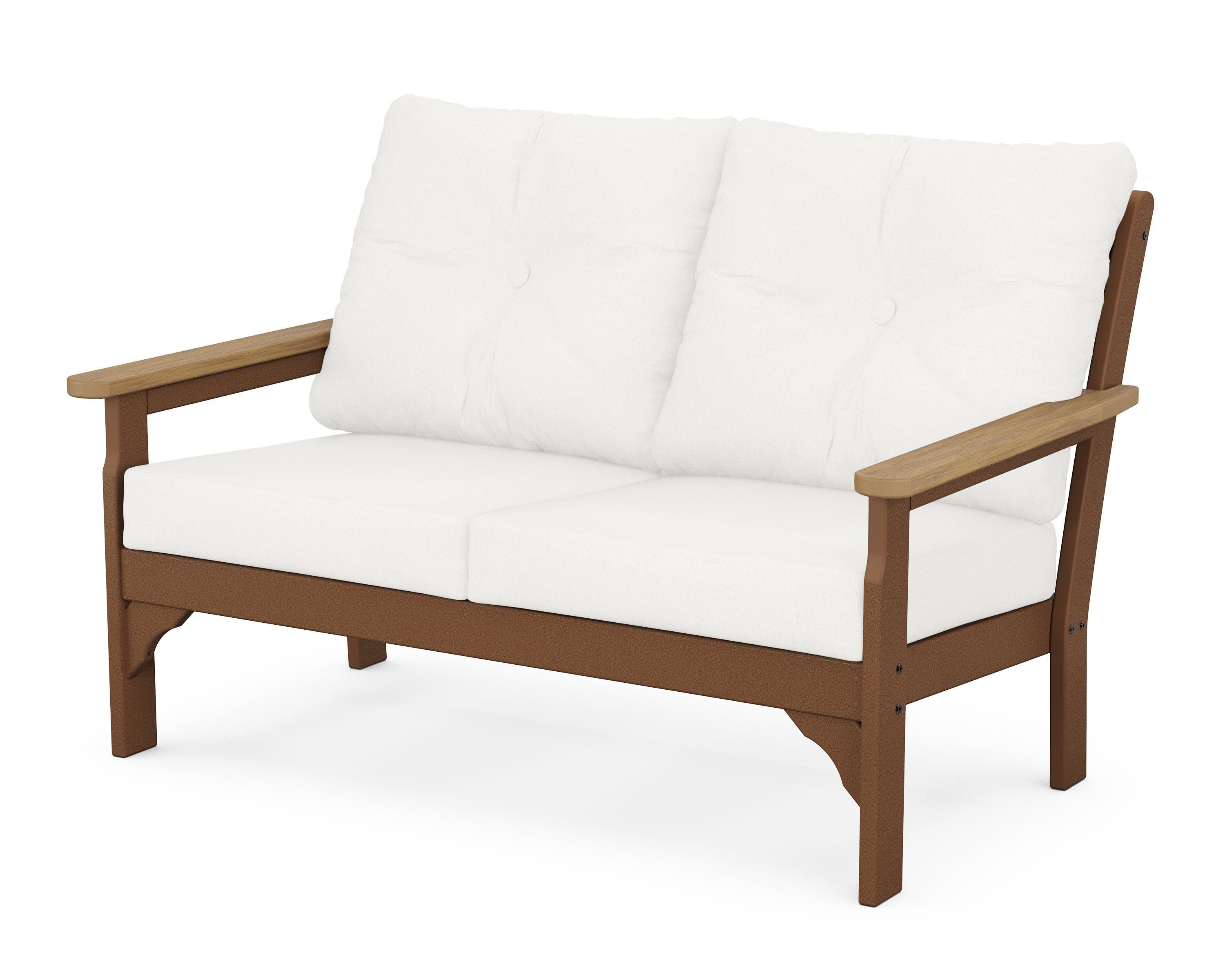 Vineyard Deep Seating Loveseat in Teak / Natural / Natural Linen