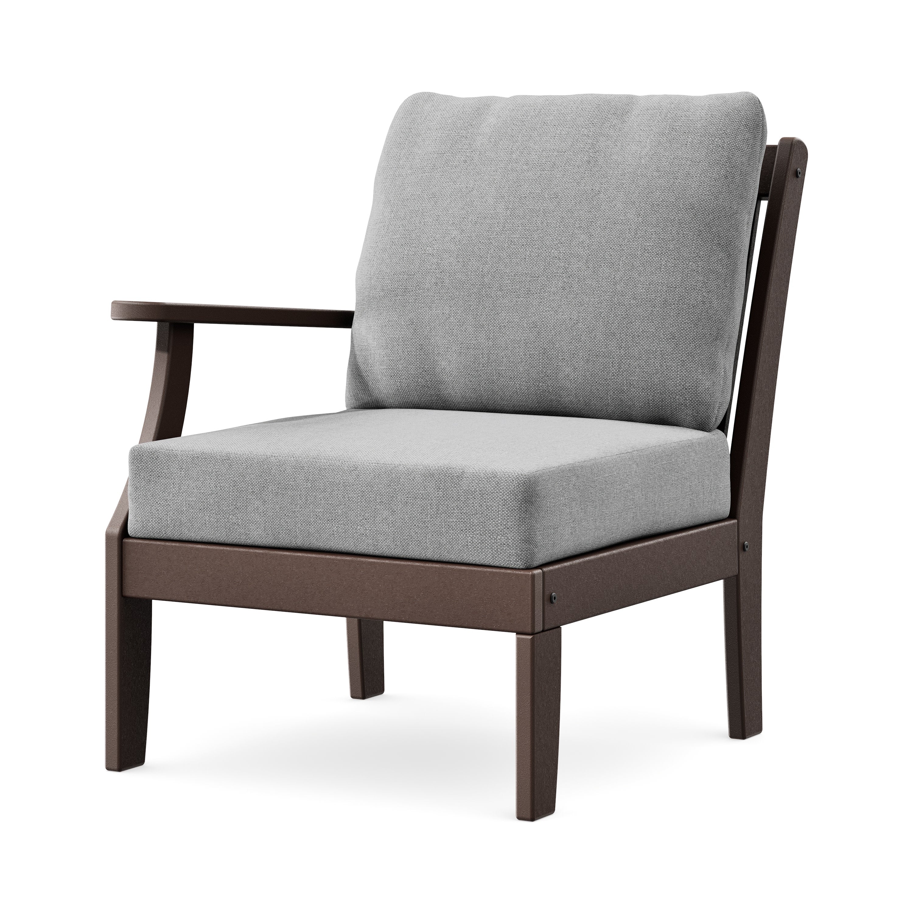 Braxton Modular Left Arm Chair in Mahogany / Grey Mist