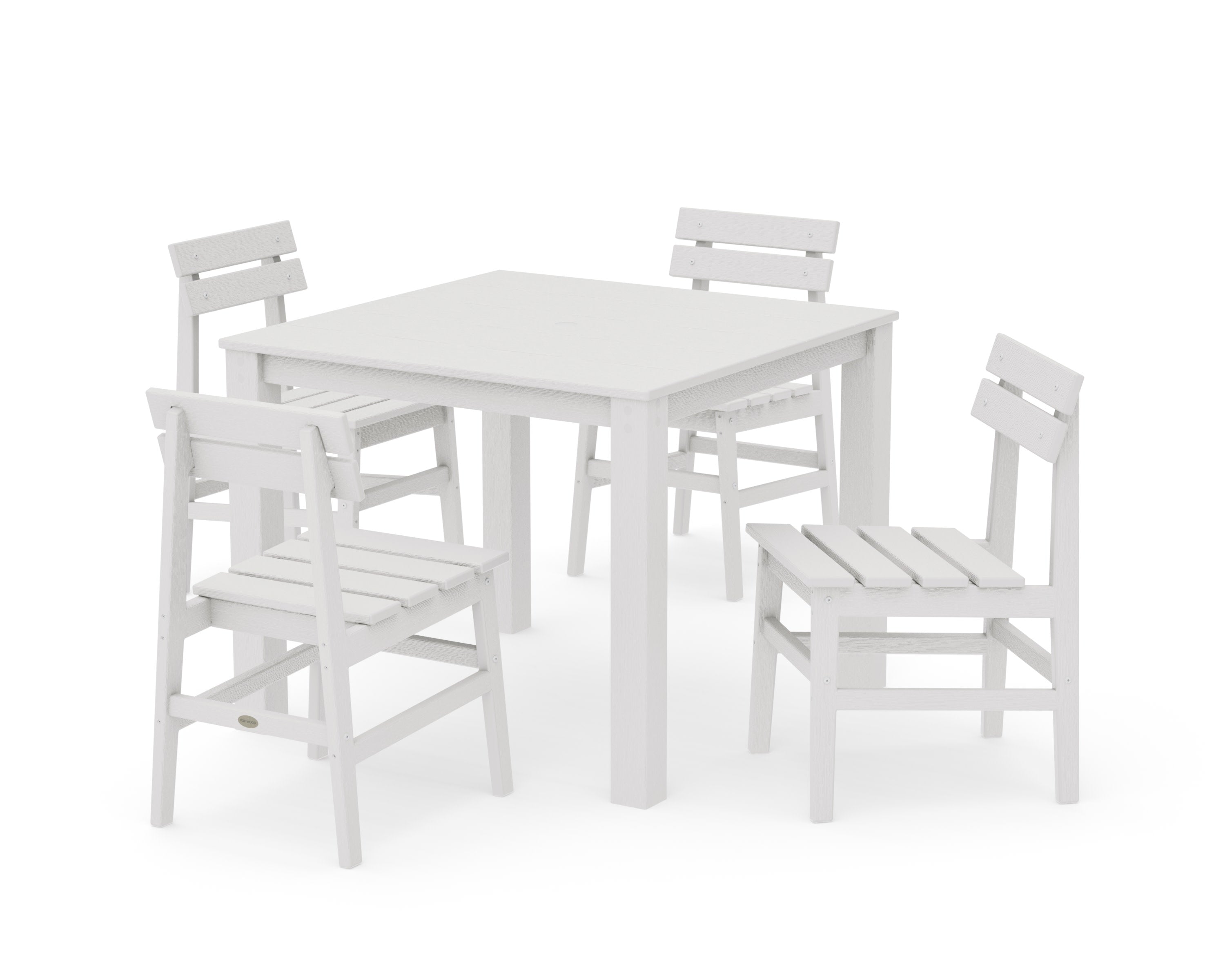 Modern Studio Plaza Chair 5-Piece Parsons Dining Set in Vintage White