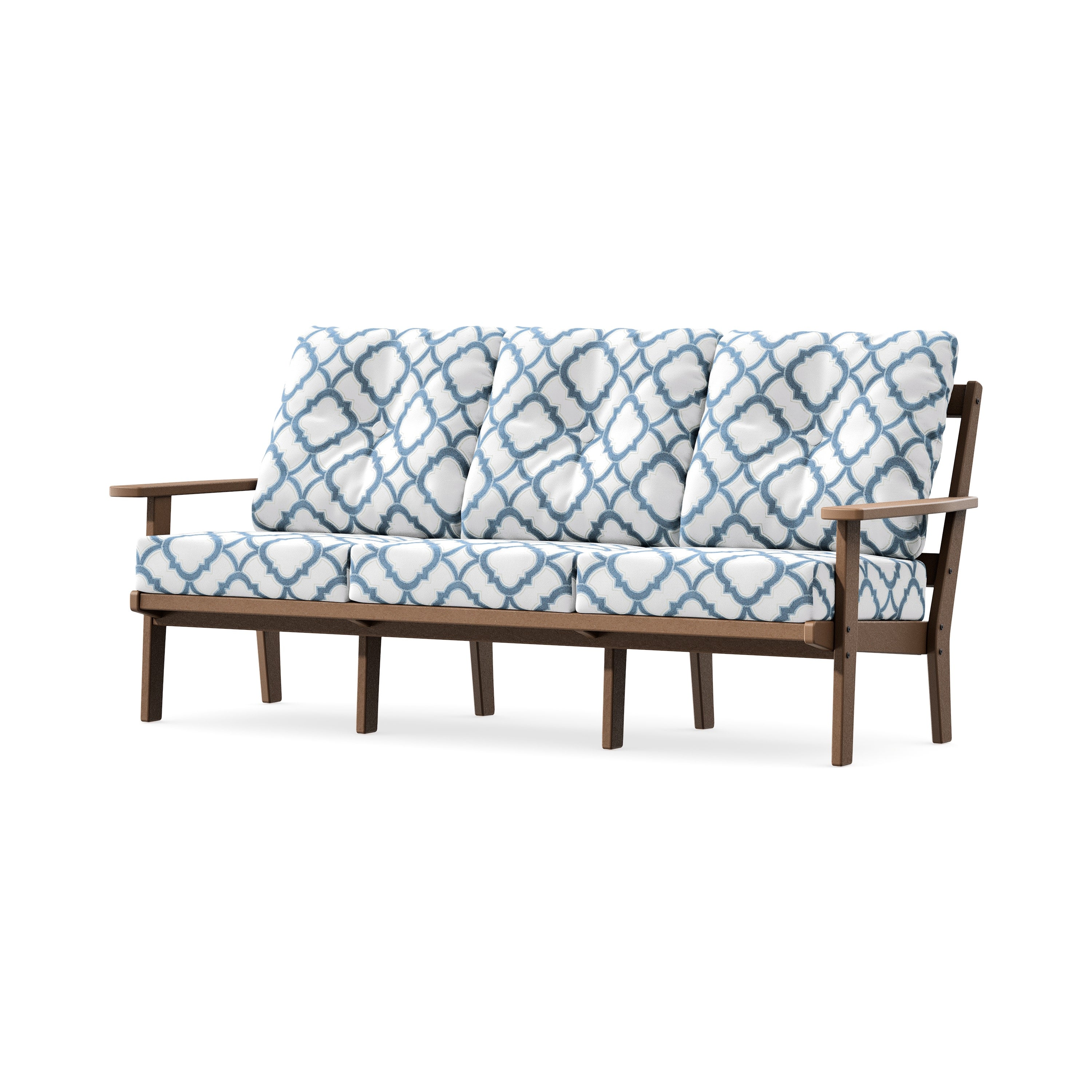 Oxford Deep Seating Sofa in Teak / Trellis Sky Blue
