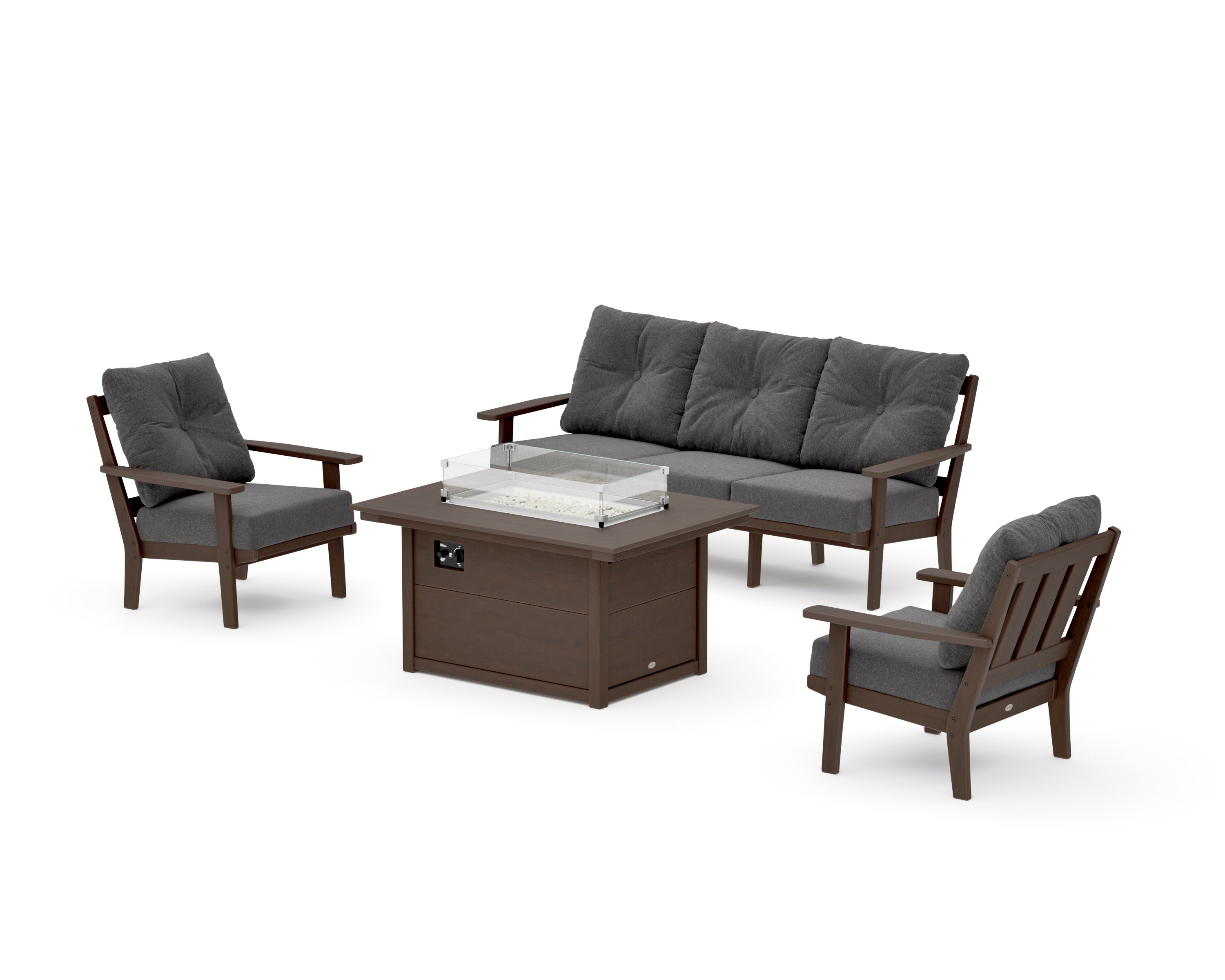 Oxford Deep Seating Fire Pit Table Set in Kona / Ash Charcoal