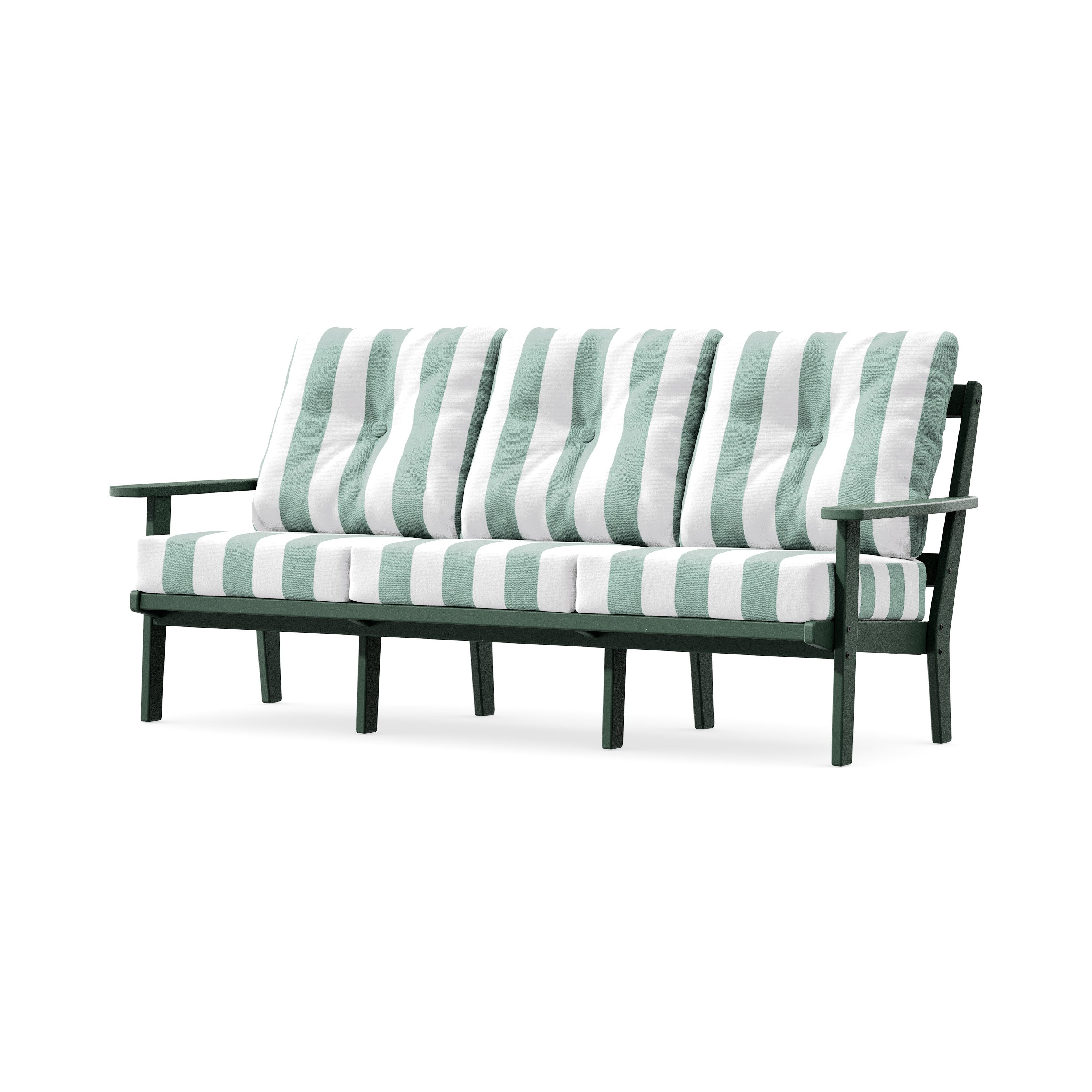 Oxford Deep Seating Sofa in Green / Cabana Stripe Glacier Spa