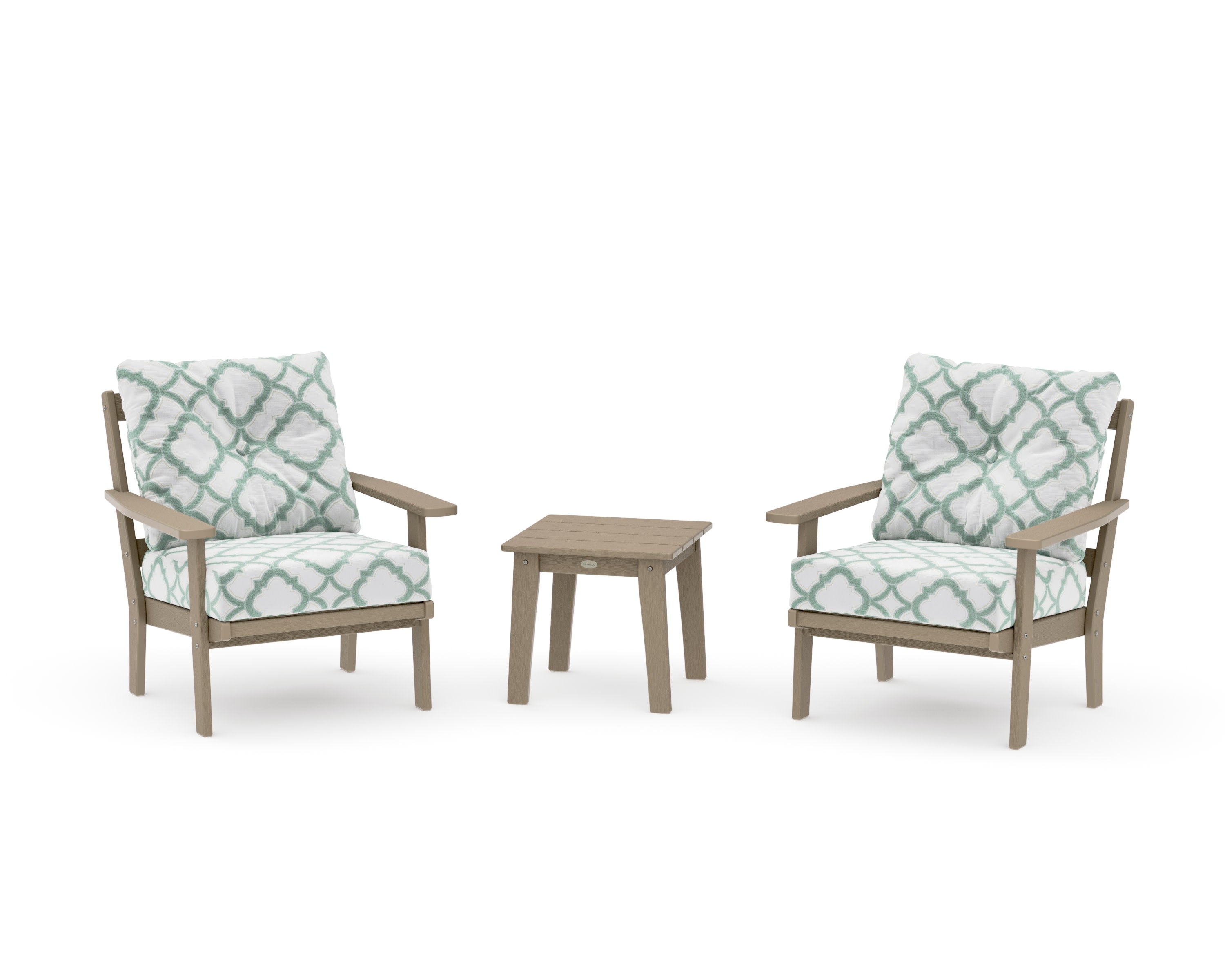 Prairie 3-Piece Deep Seating Set in Vintage Sahara / Trellis Glacier Spa