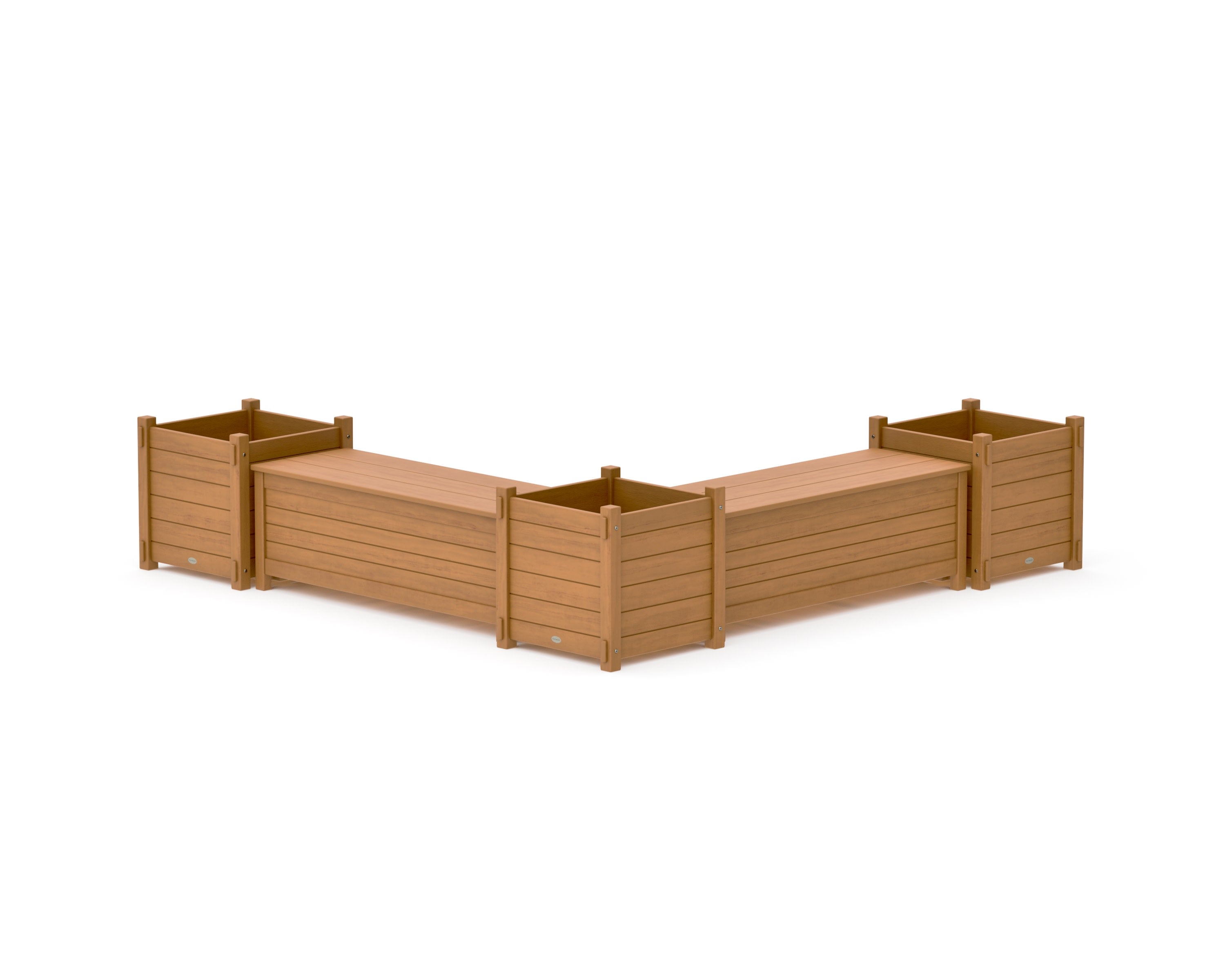 48" Nautical L- Shaped Planter Storage Bench Corner Set- Large in Natural