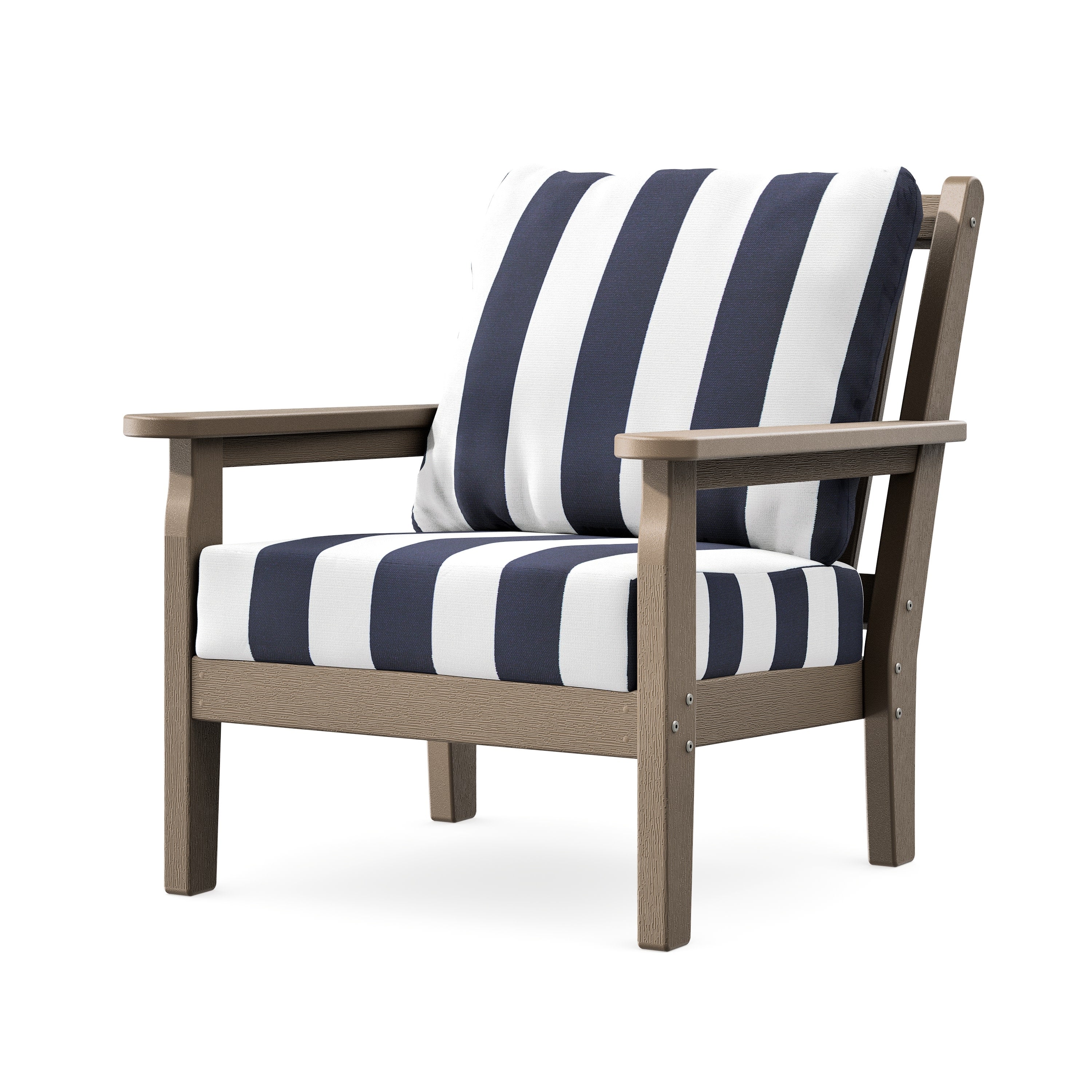 Chippendale Deep Seating Chair in Vintage Sahara / Cabana Stripe Navy