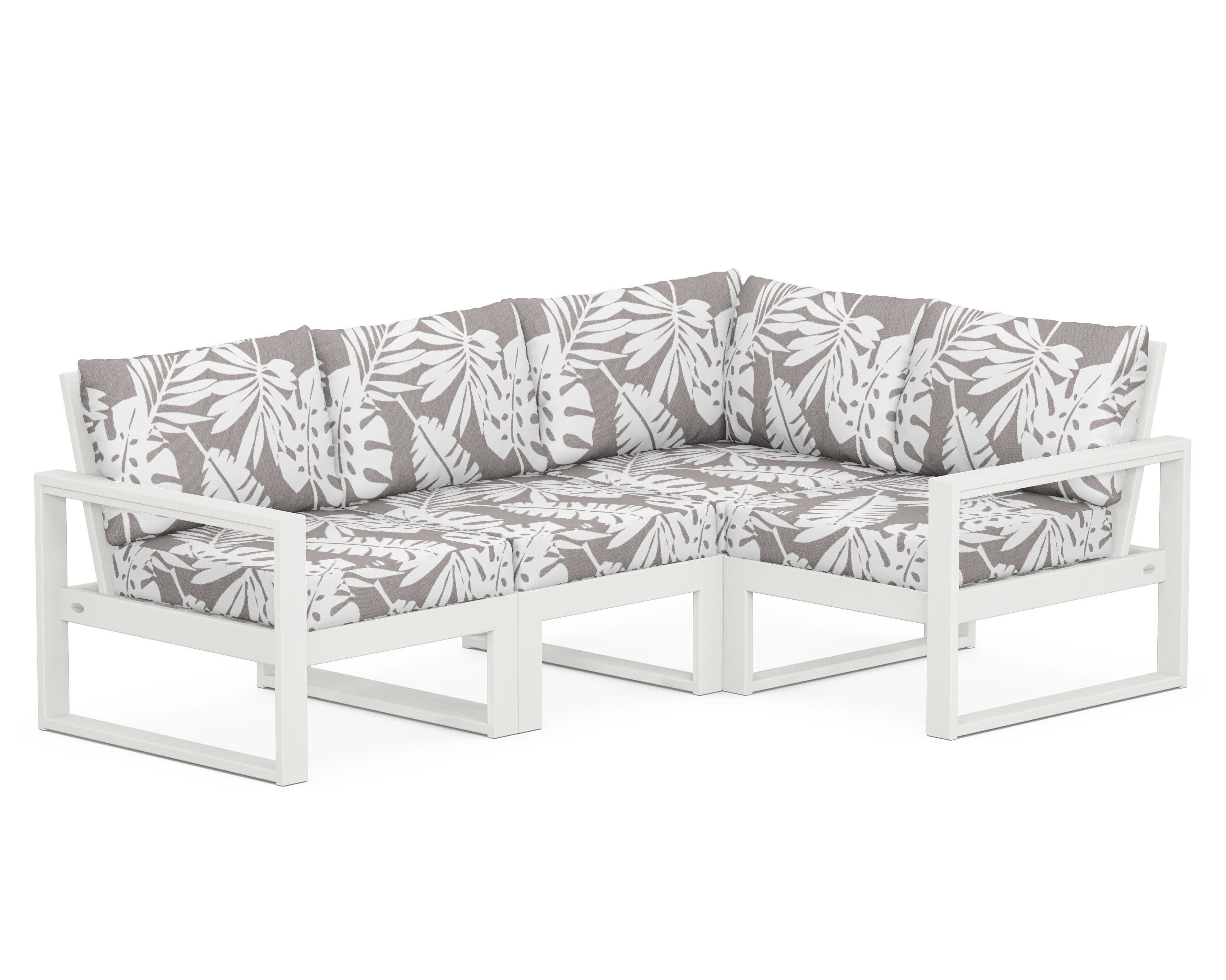 EDGE 4-Piece Modular Deep Seating Set in Vintage White / Leaf Grey Mist