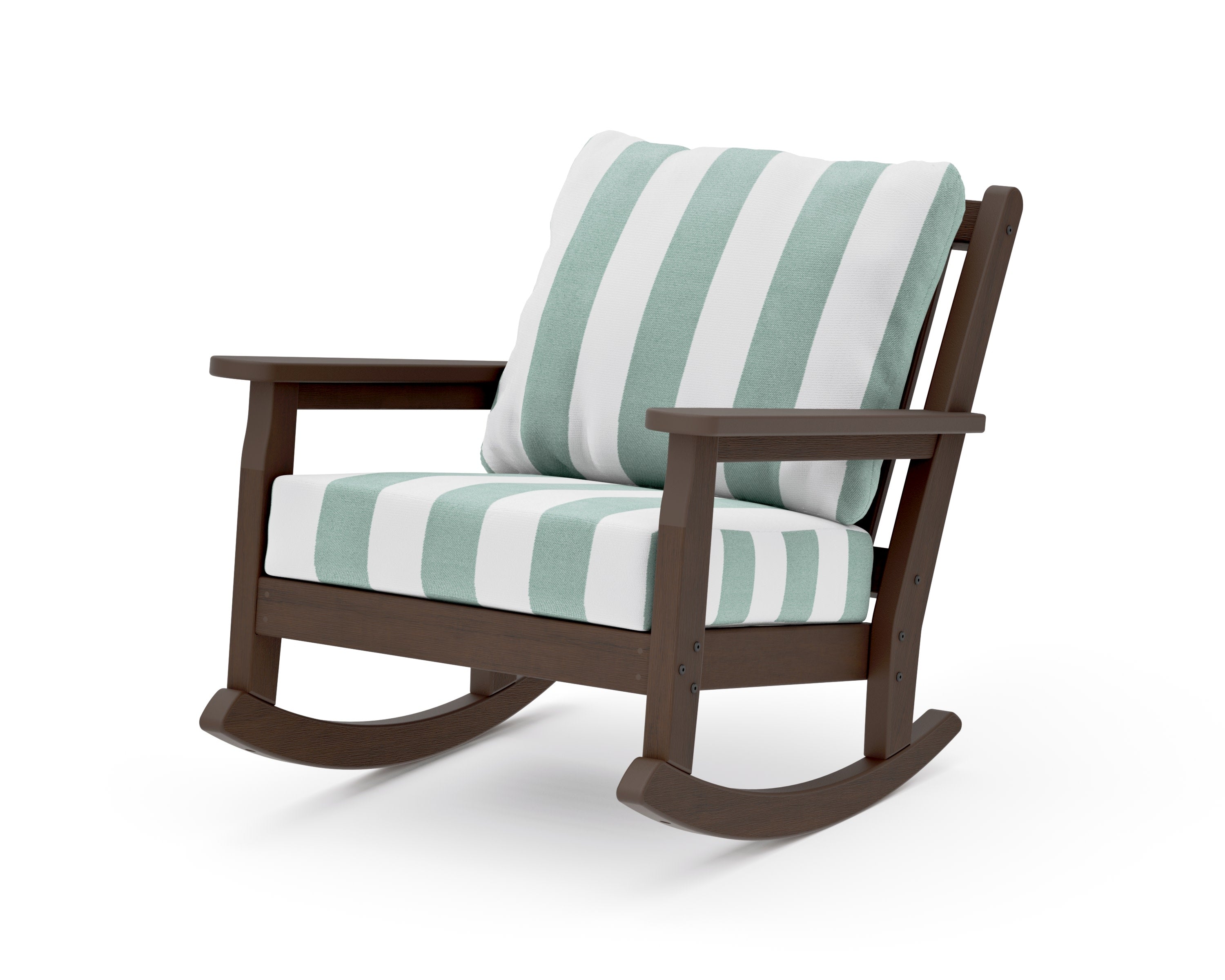 Chippendale Deep Seating Rocking Chair in Kona / Cabana Stripe Glacier Spa