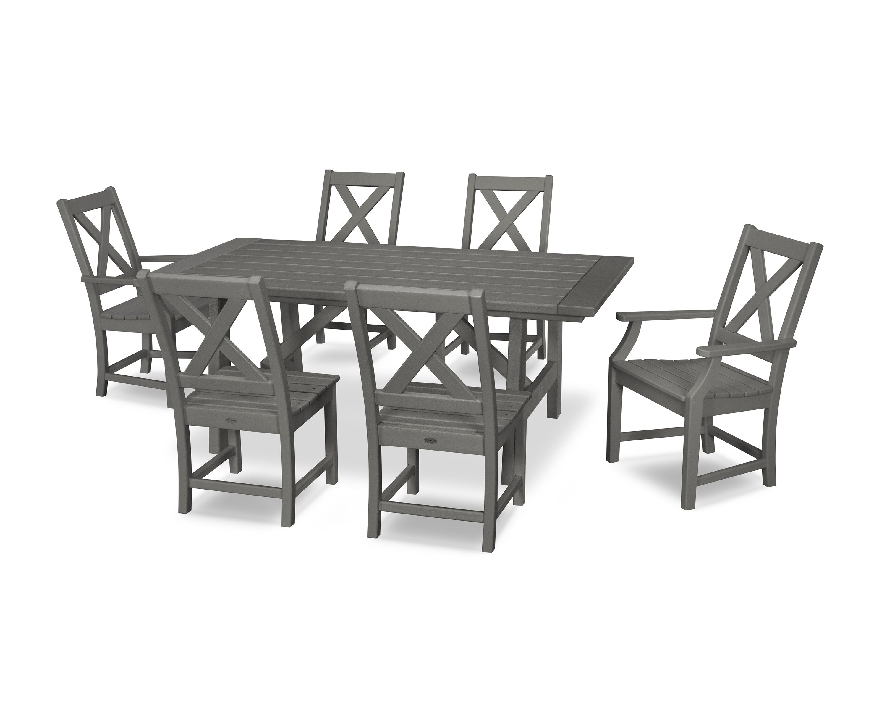 Braxton 7-Piece Rustic Farmhouse Dining Set in Slate Grey