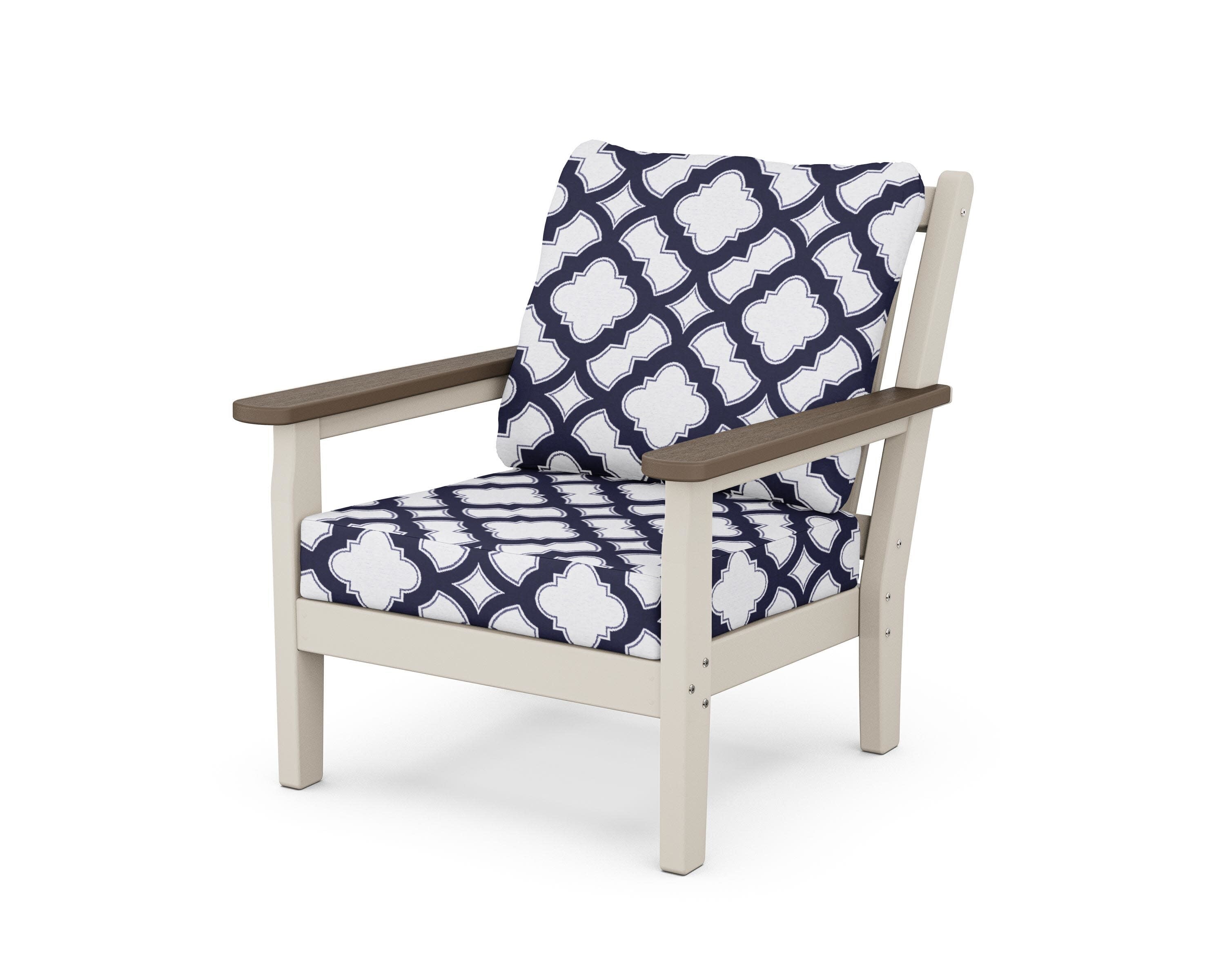 Chippendale Deep Seating Chair in Sand / Kona / Trellis Navy