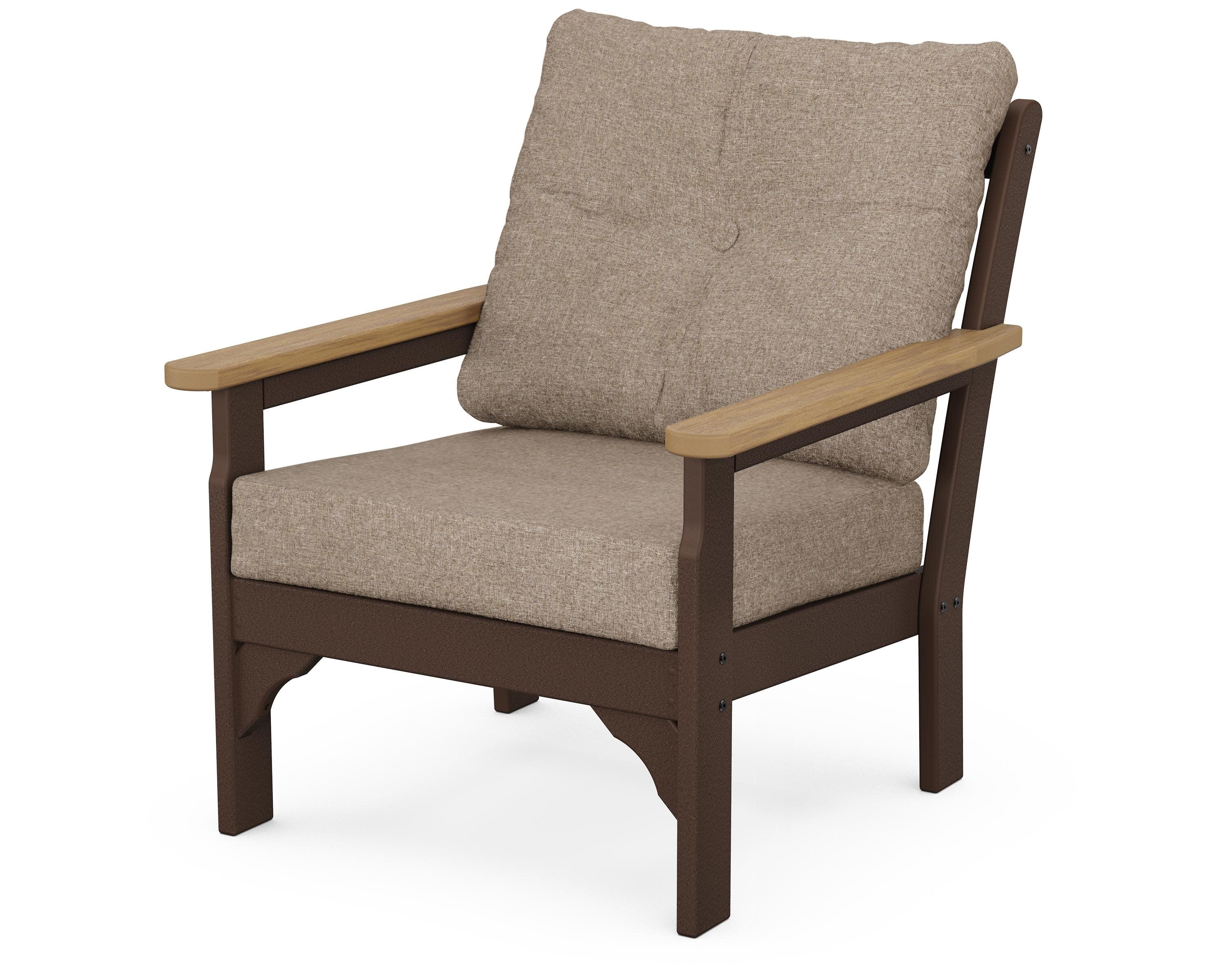 Vineyard Deep Seating Chair in Mahogany / Natural / Spiced Burlap