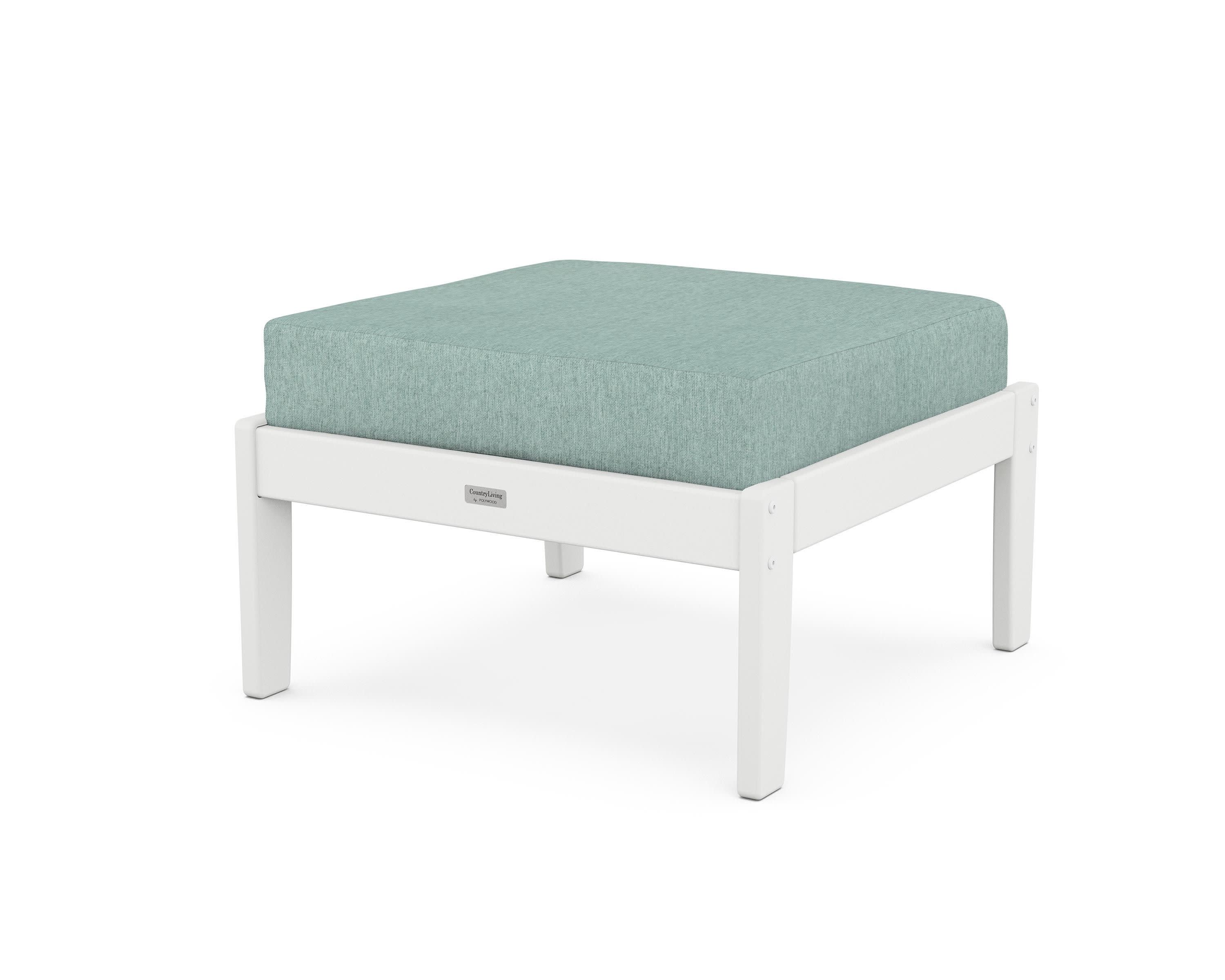 Cottage Deep Seating Ottoman in White / Glacier Spa
