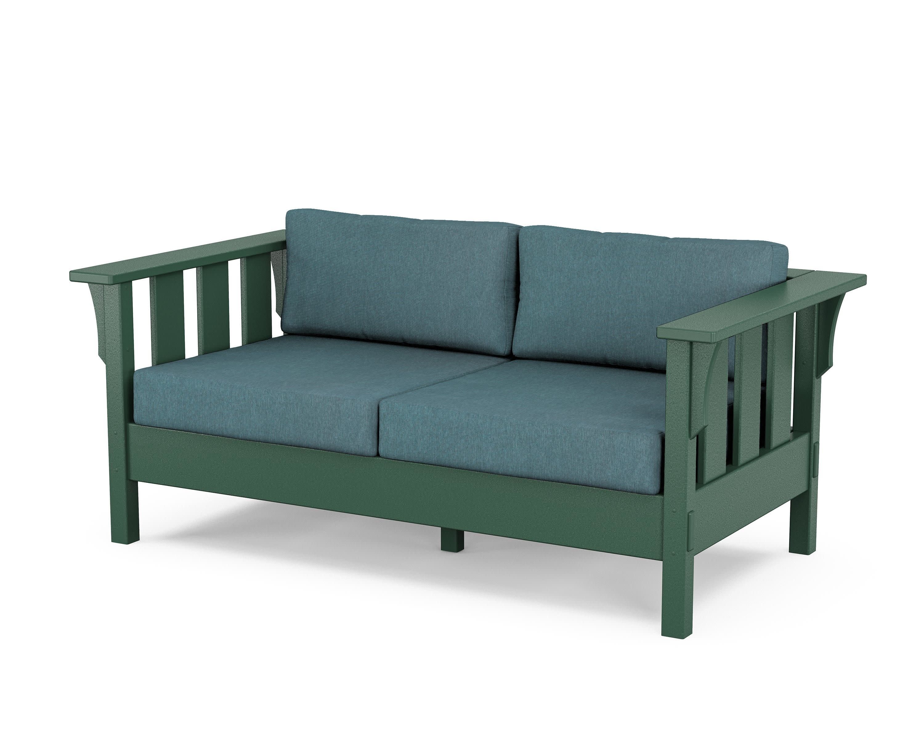 Acadia Deep Seating Loveseat in Green / Ocean Teal