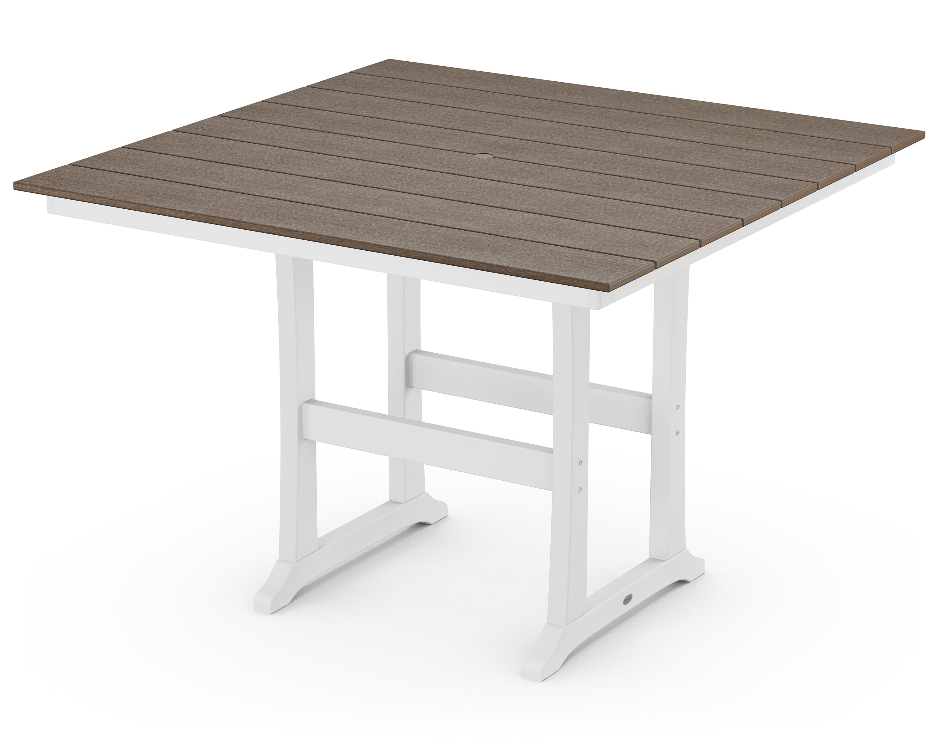 Farmhouse Trestle 59" Bar Table in White / Kona