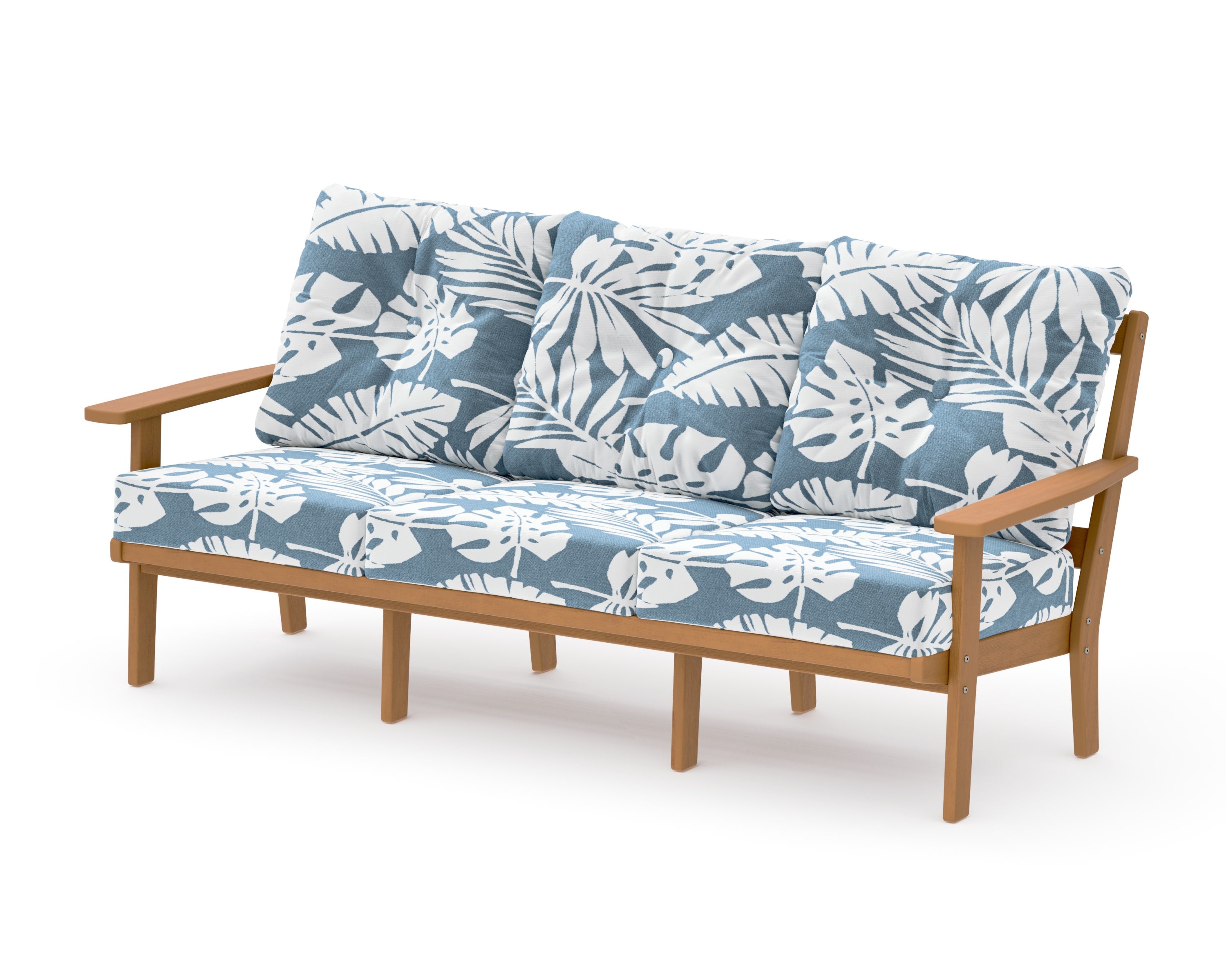 Oxford Deep Seating Sofa in Natural / Leaf Sky Blue