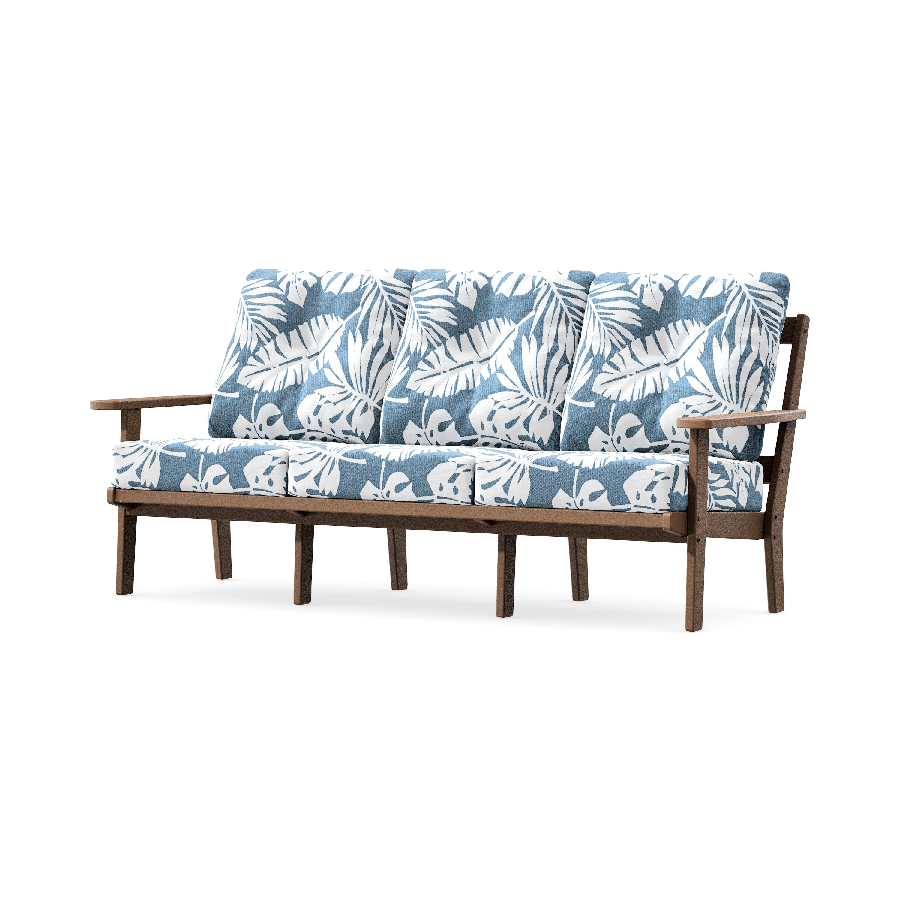PrairieDeep Seating Sofa in Teak / Leaf Sky Blue