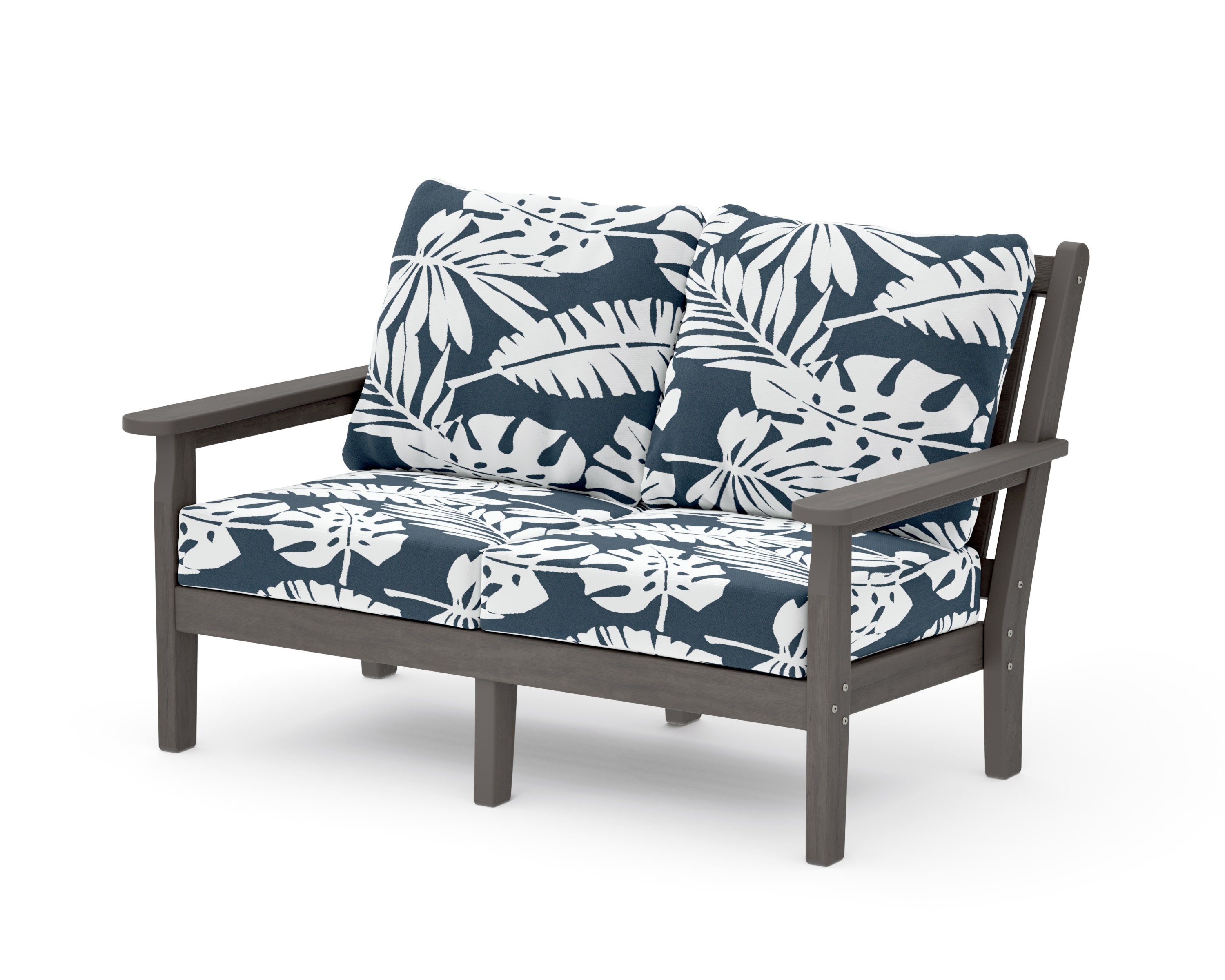 Chippendale Deep Seating Loveseat in Driftwood / Leaf Marine Indigo