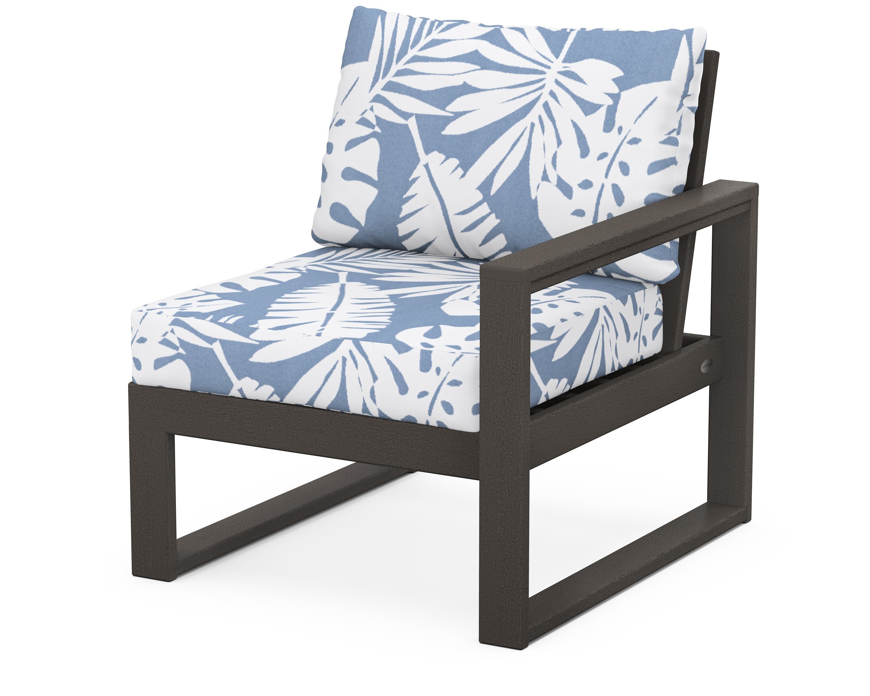 EDGE Modular Right Arm Chair in Vintage Coffee / Leaf Sky Blue