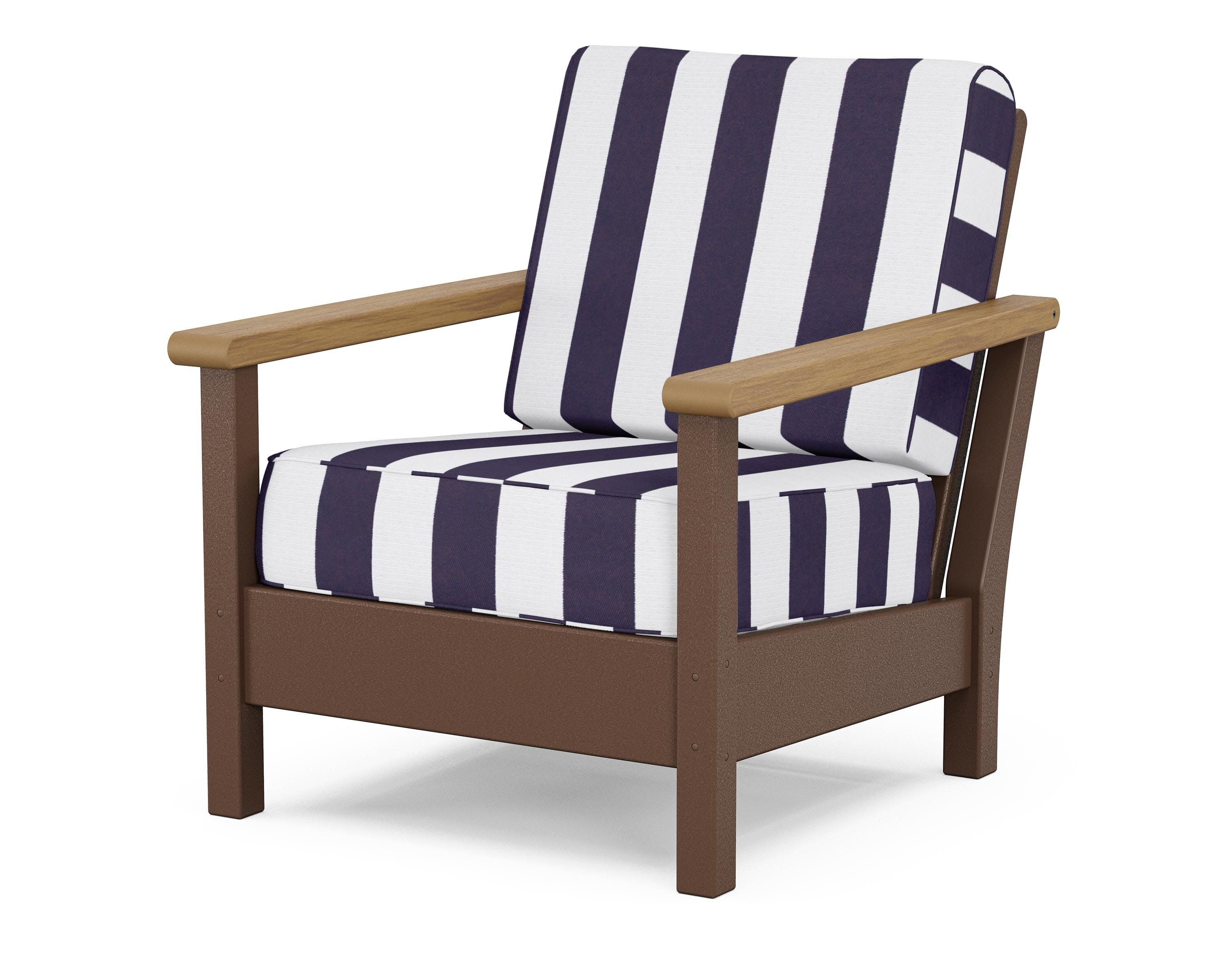 Harbour Deep Seating Chair in Mahogany / Natural / Cabana Stripe Navy