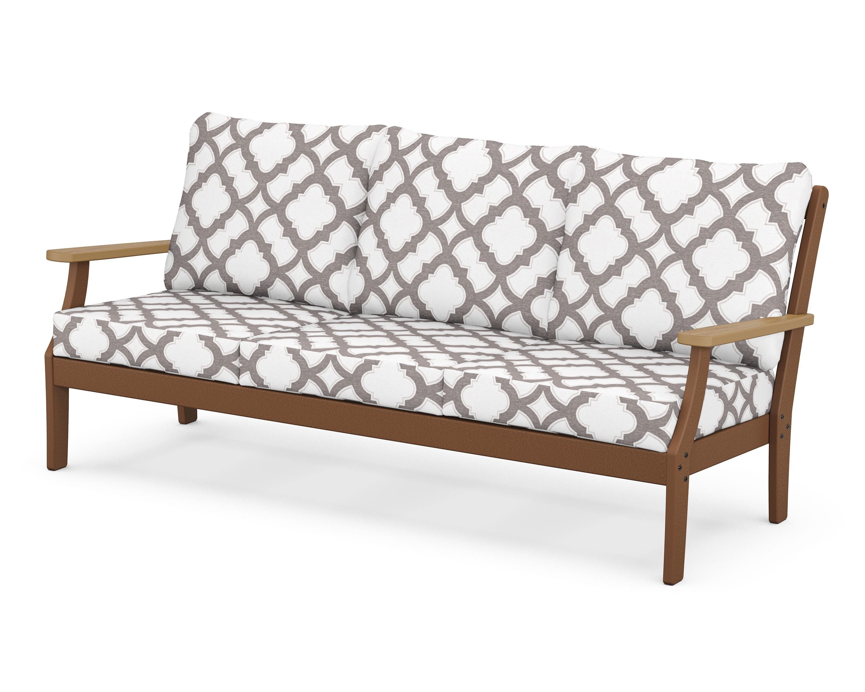 Braxton Deep Seating Sofa in Teak / Natural / Trellis Grey Mist