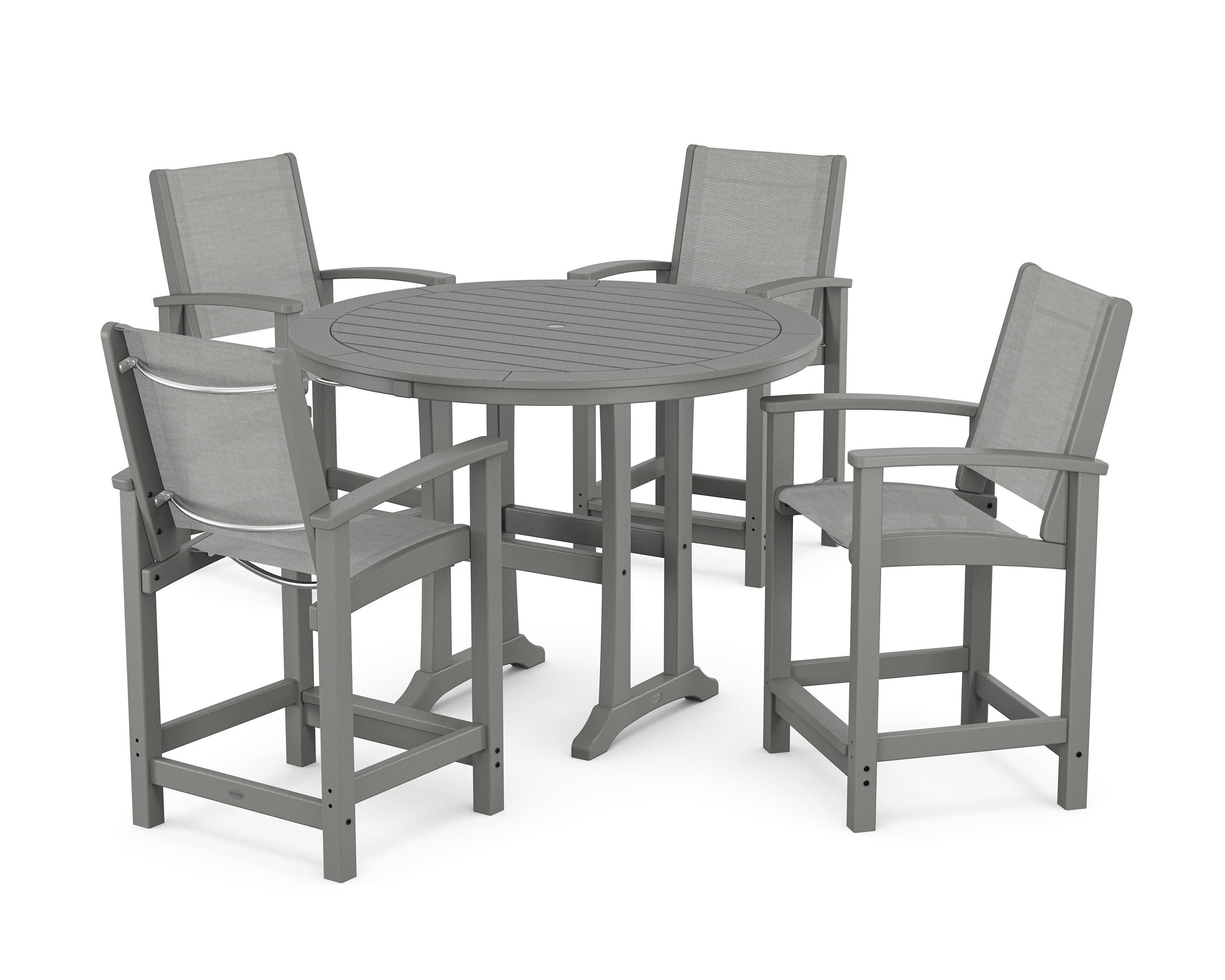 Coastal 5-Piece Counter Set in Slate Grey / Metallic Sling