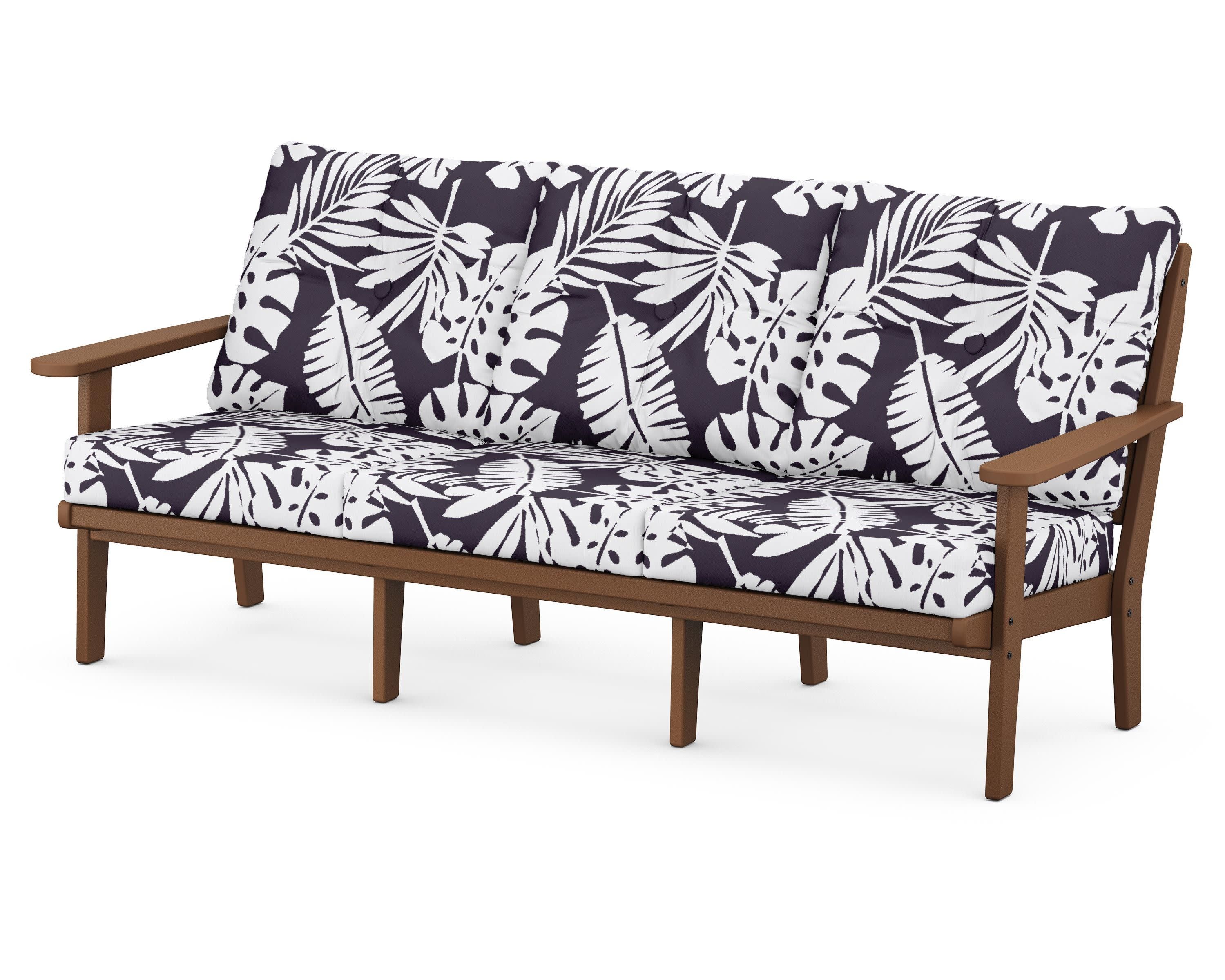 Lakeside Deep Seating Sofa in Teak / Leaf Navy