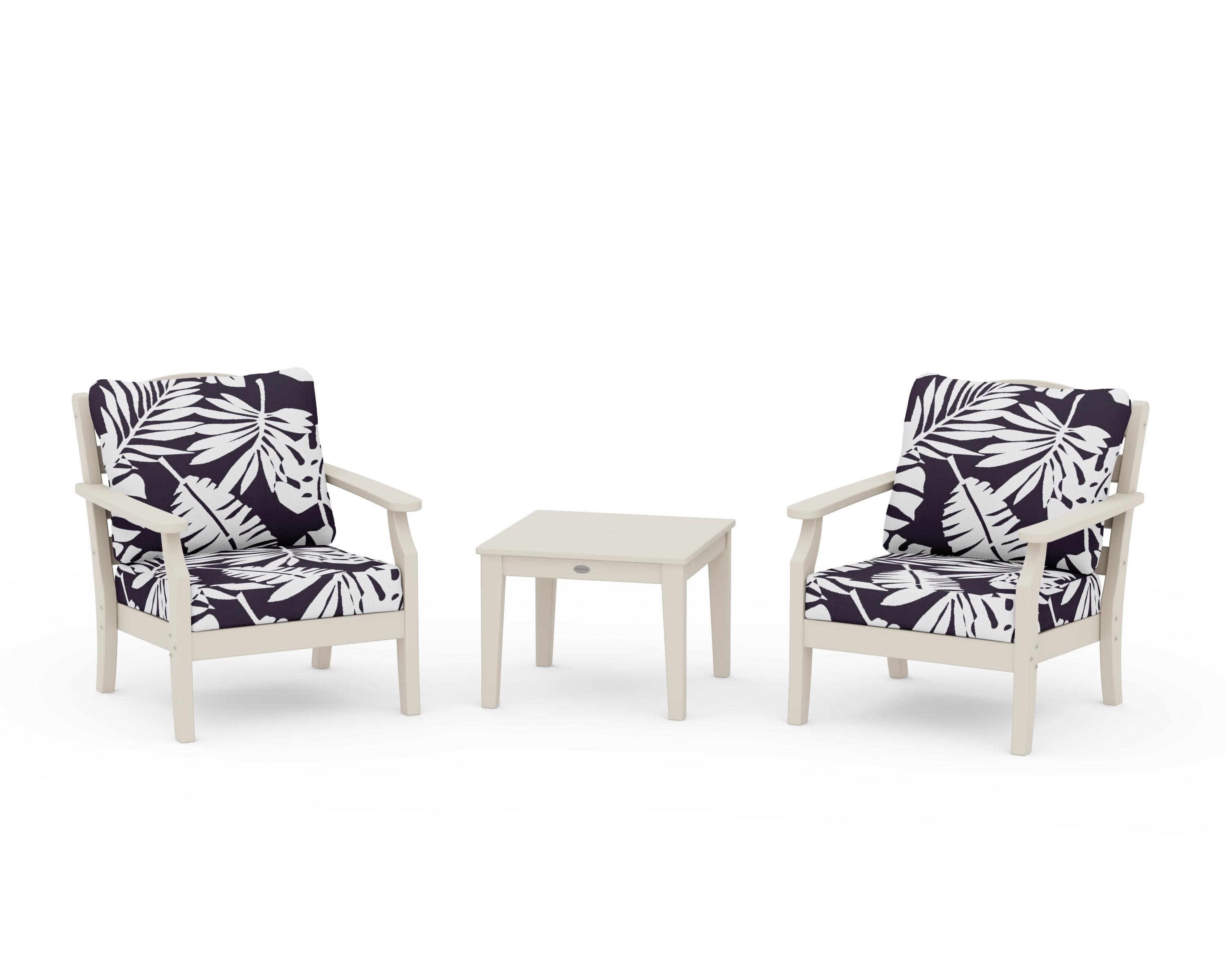 Savannah 3-Piece Deep Seating Set in Sand / Leaf Navy