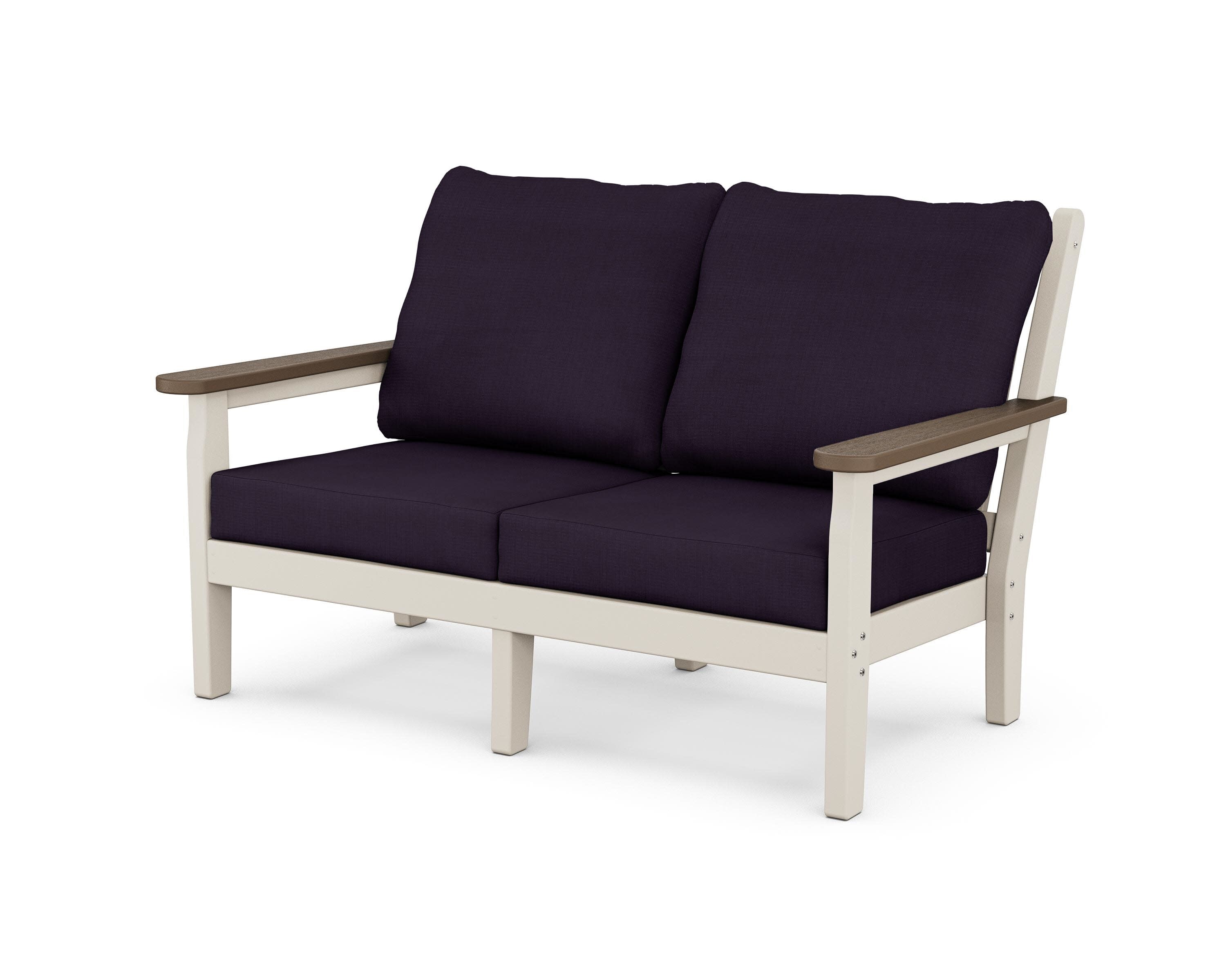 Chippendale Deep Seating Loveseat in Sand / Kona / Navy Linen