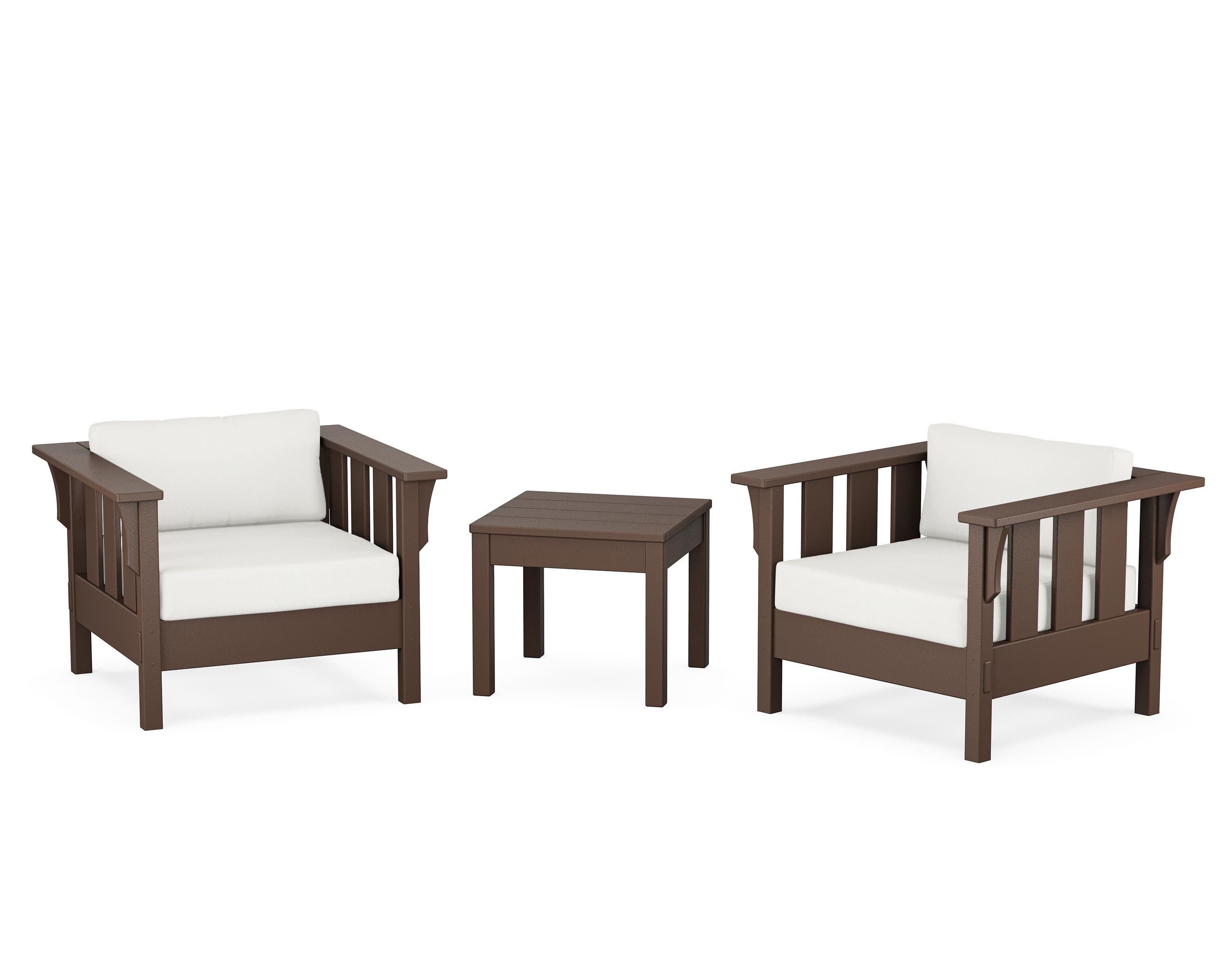 Acadia 3-Piece Deep Seating Set in Mahogany / Natural Linen
