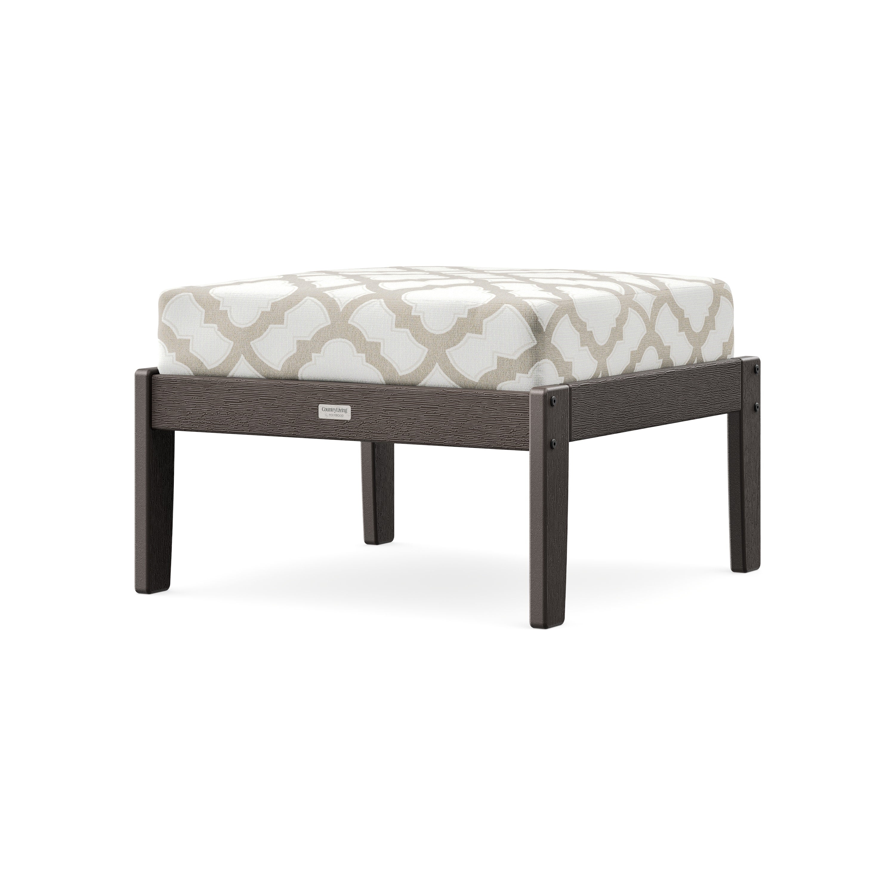 Cottage Deep Seating Ottoman in Vintage Coffee / Trellis Dune Burlap