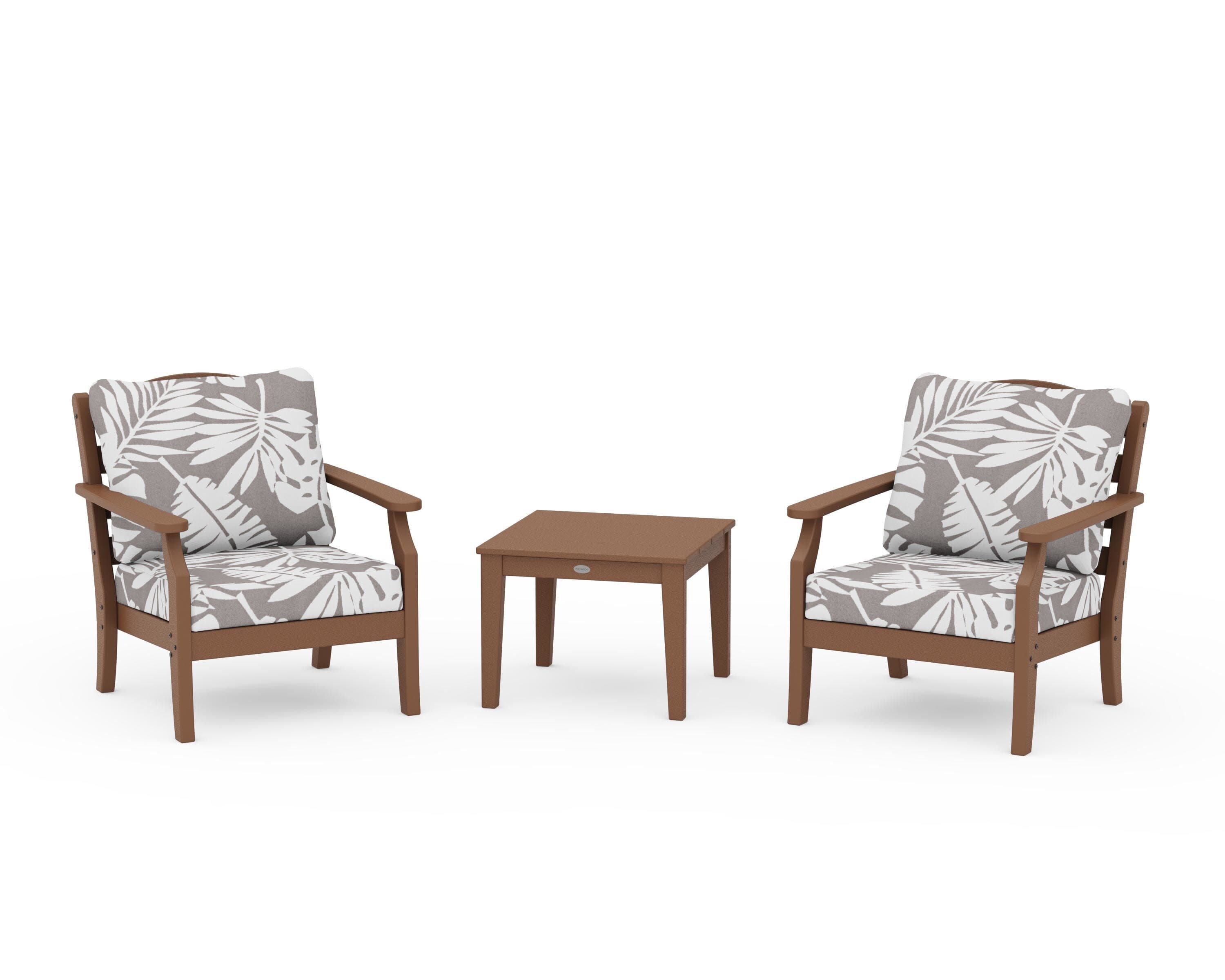 Savannah 3-Piece Deep Seating Set in Teak / Leaf Grey Mist