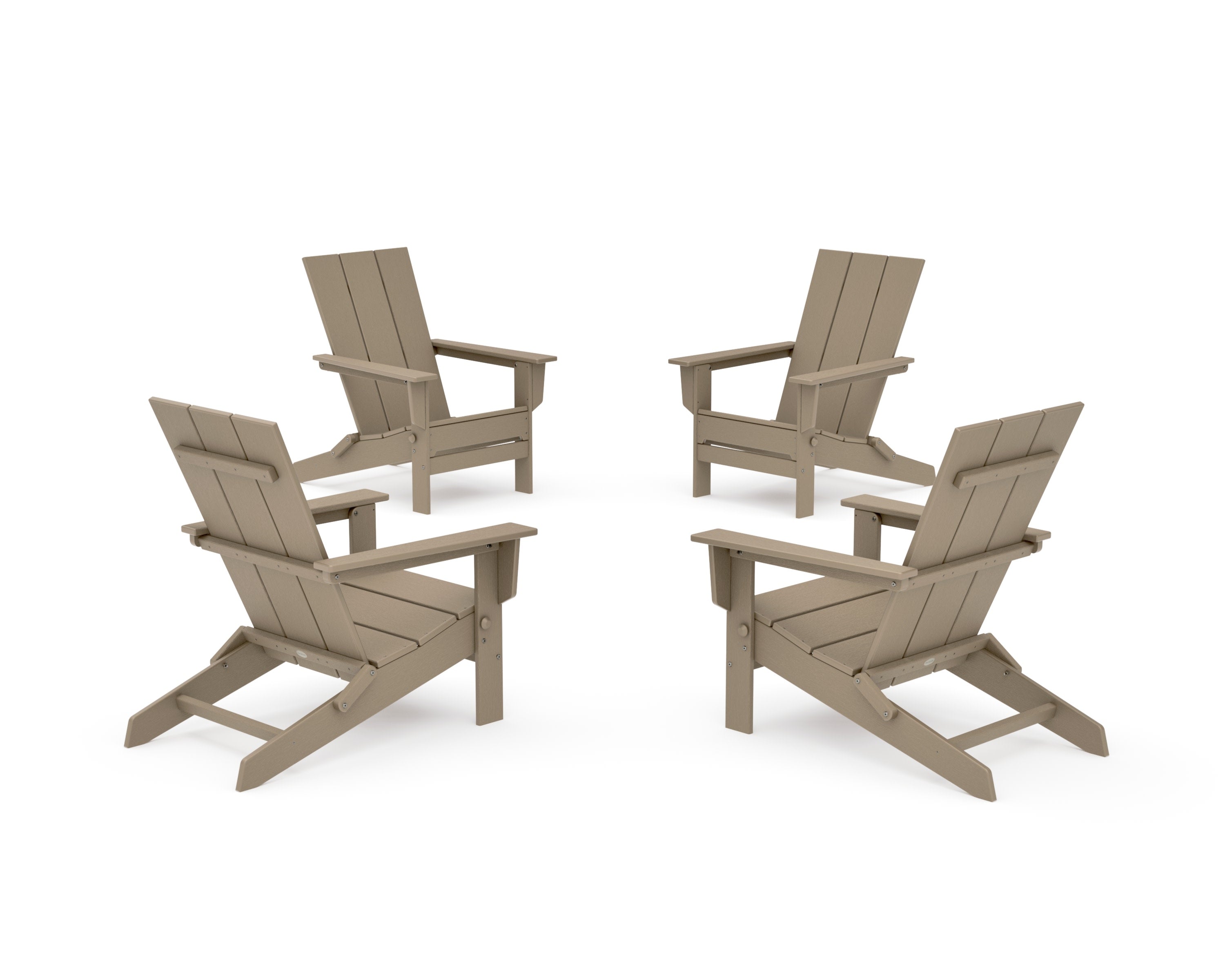 4-Piece Modern Studio Folding Adirondack Chair Conversation Set in Vintage Sahara