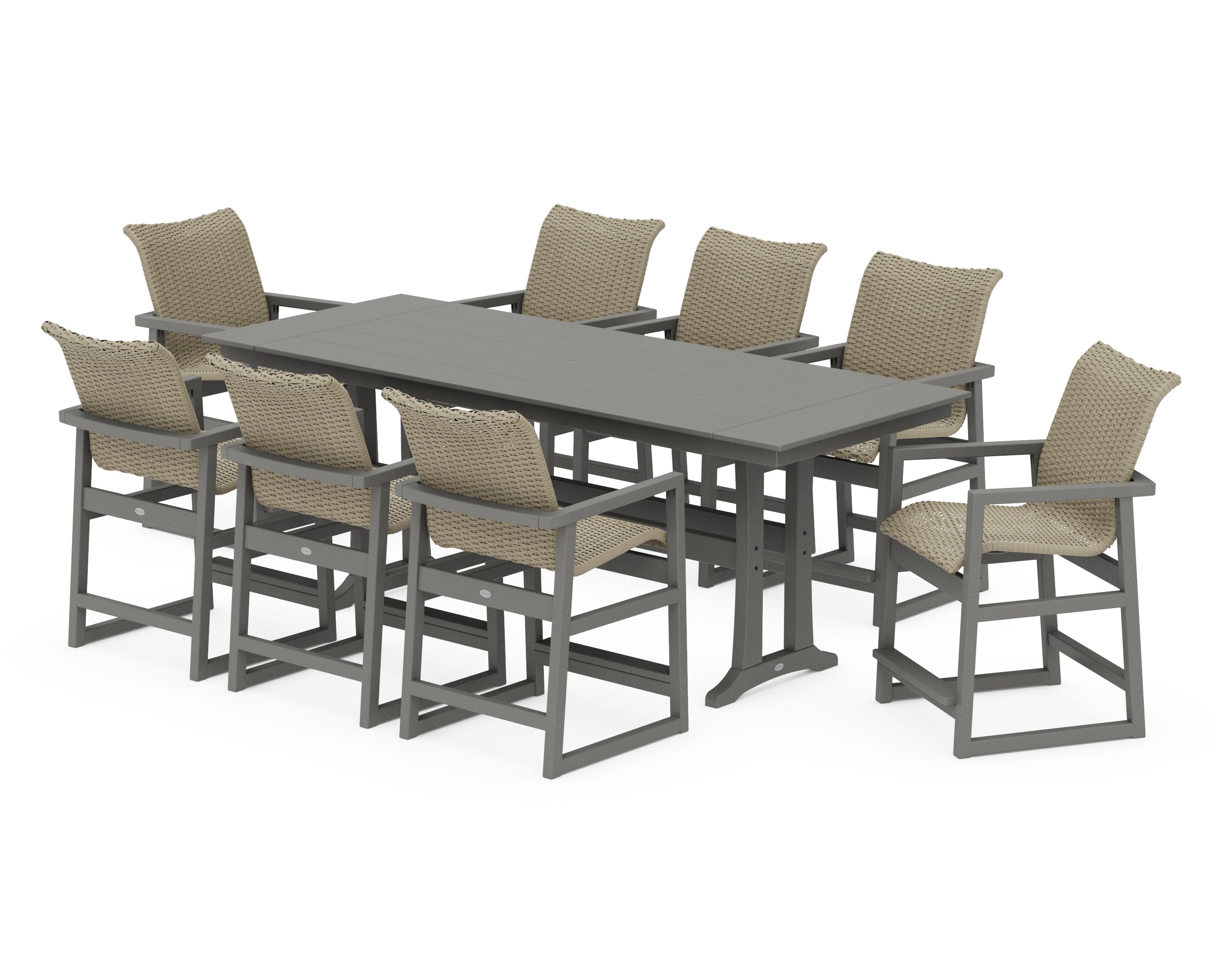 EDGE Woven 9-Piece Farmhouse Counter Set with Trestle Legs