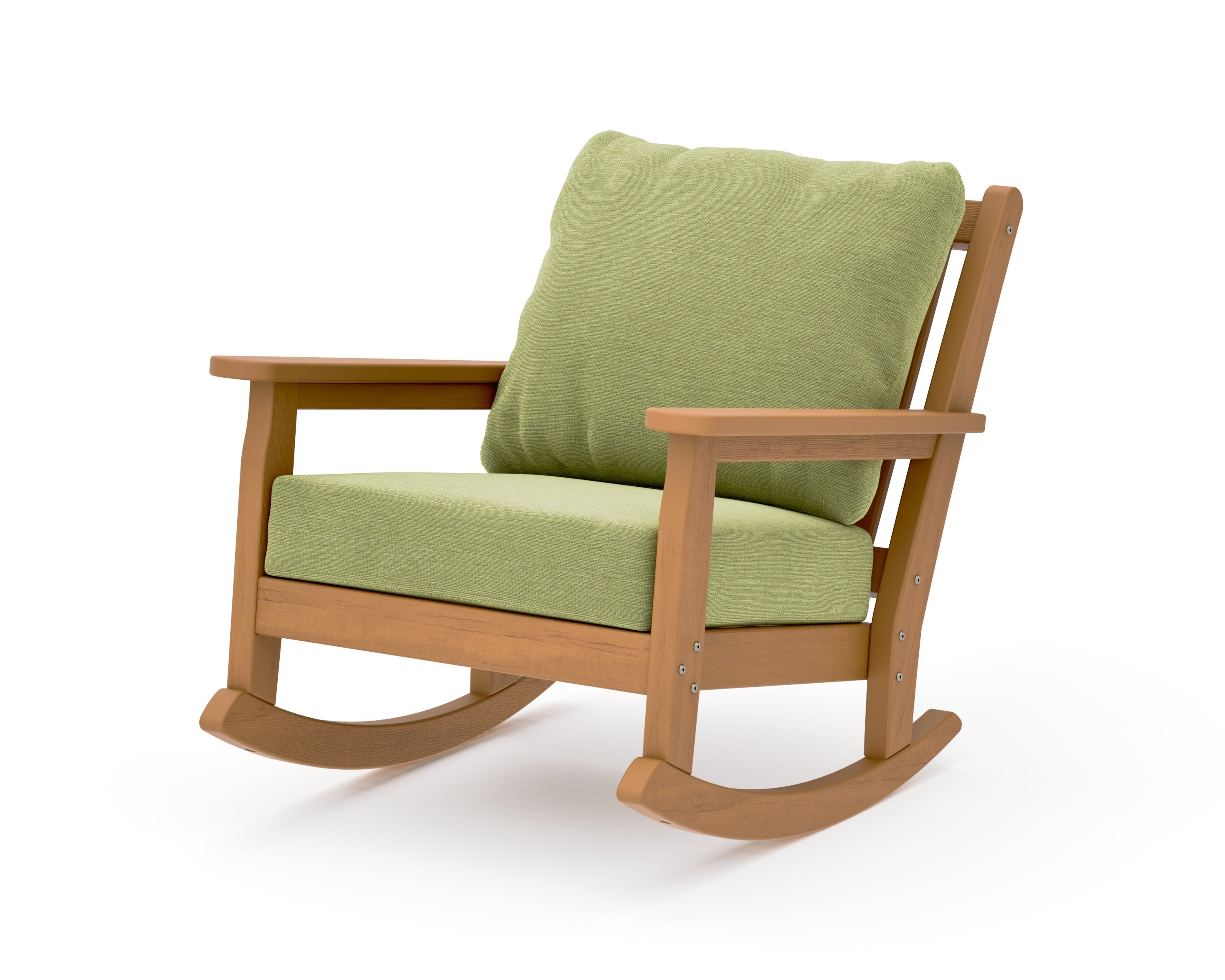 Chippendale Deep Seating Rocking Chair in Natural / Chartreuse Boucle