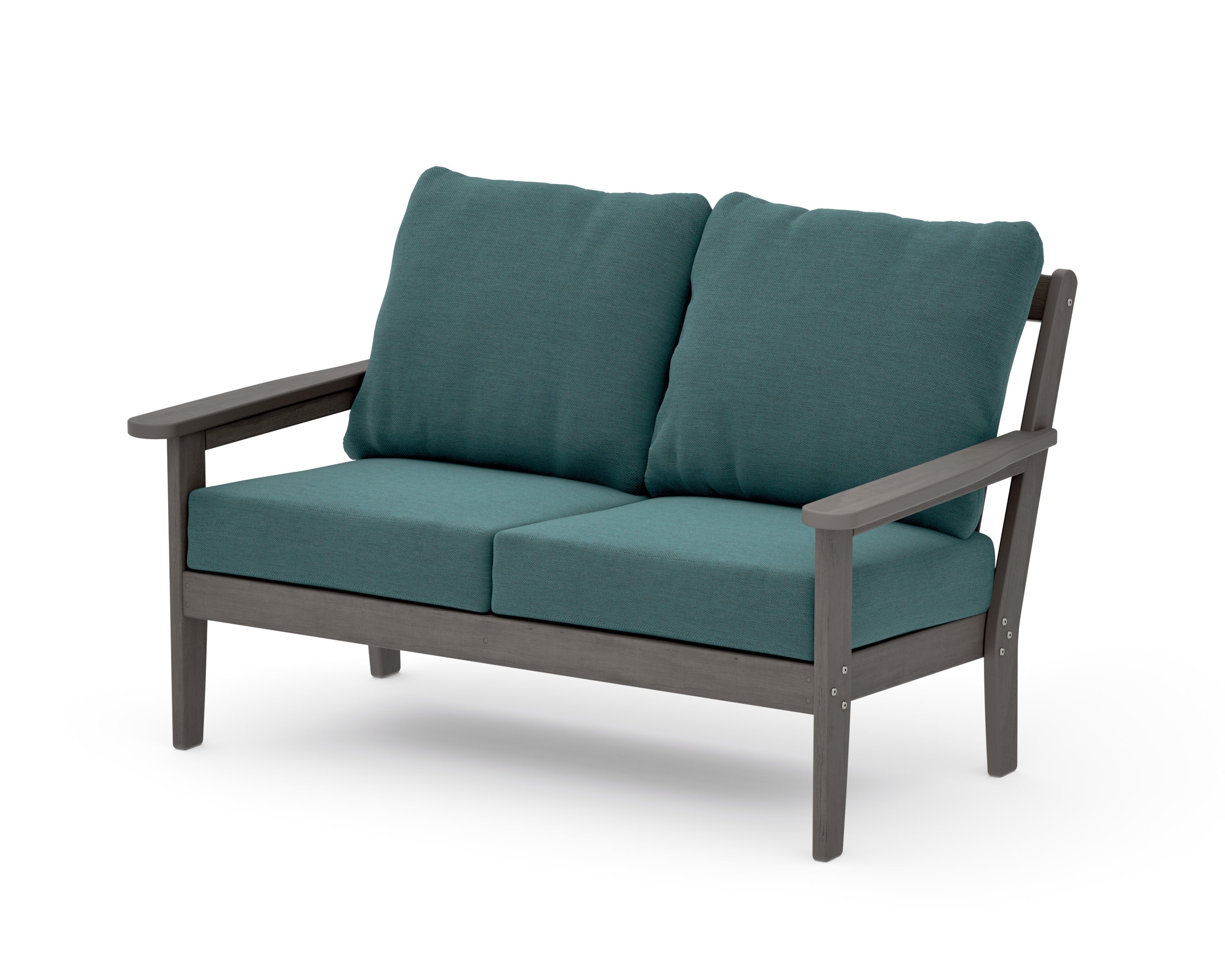 Cottage Deep Seating Loveseat in Driftwood / Ocean Teal