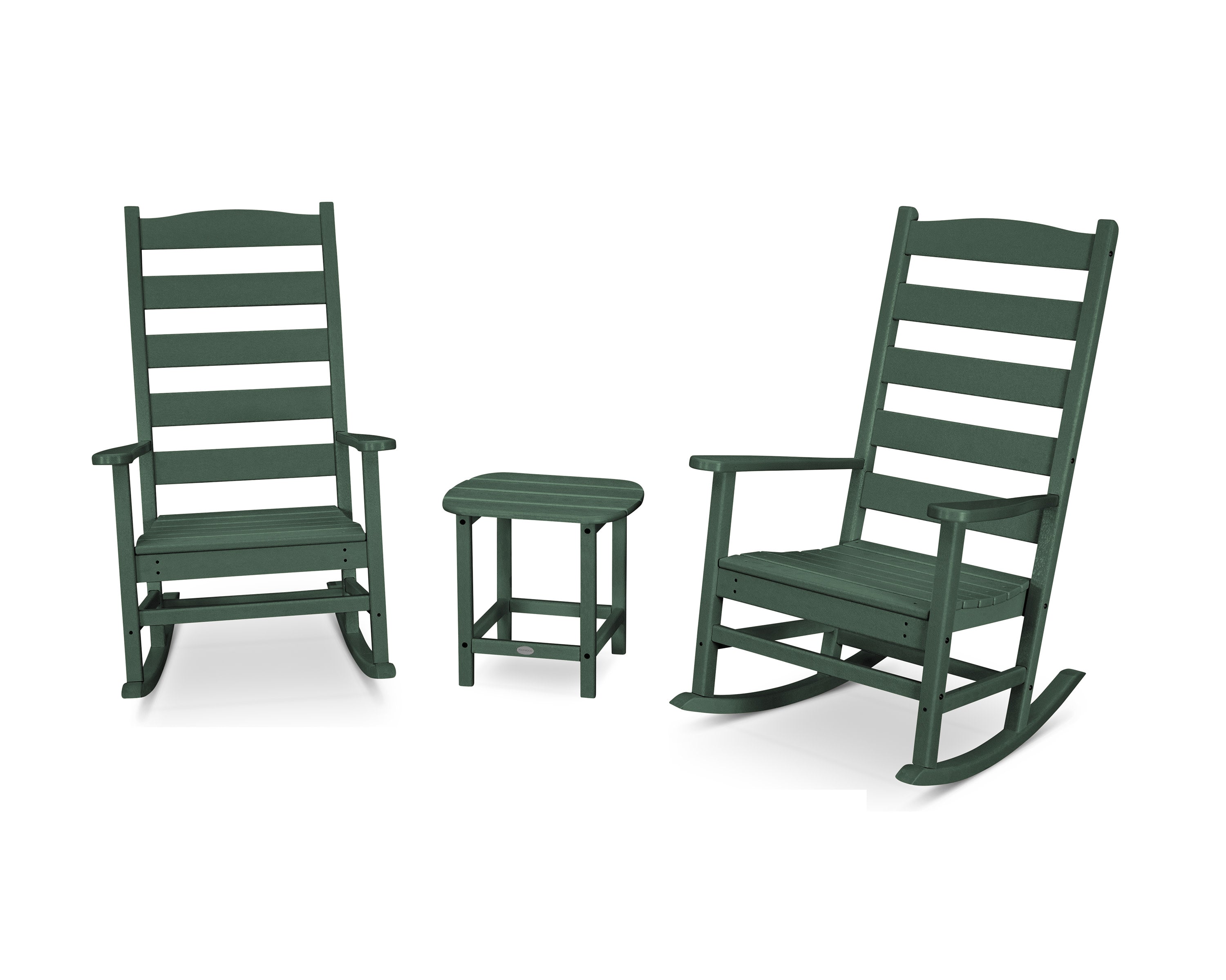 Shaker 3-Piece Porch Rocking Chair Set in Green