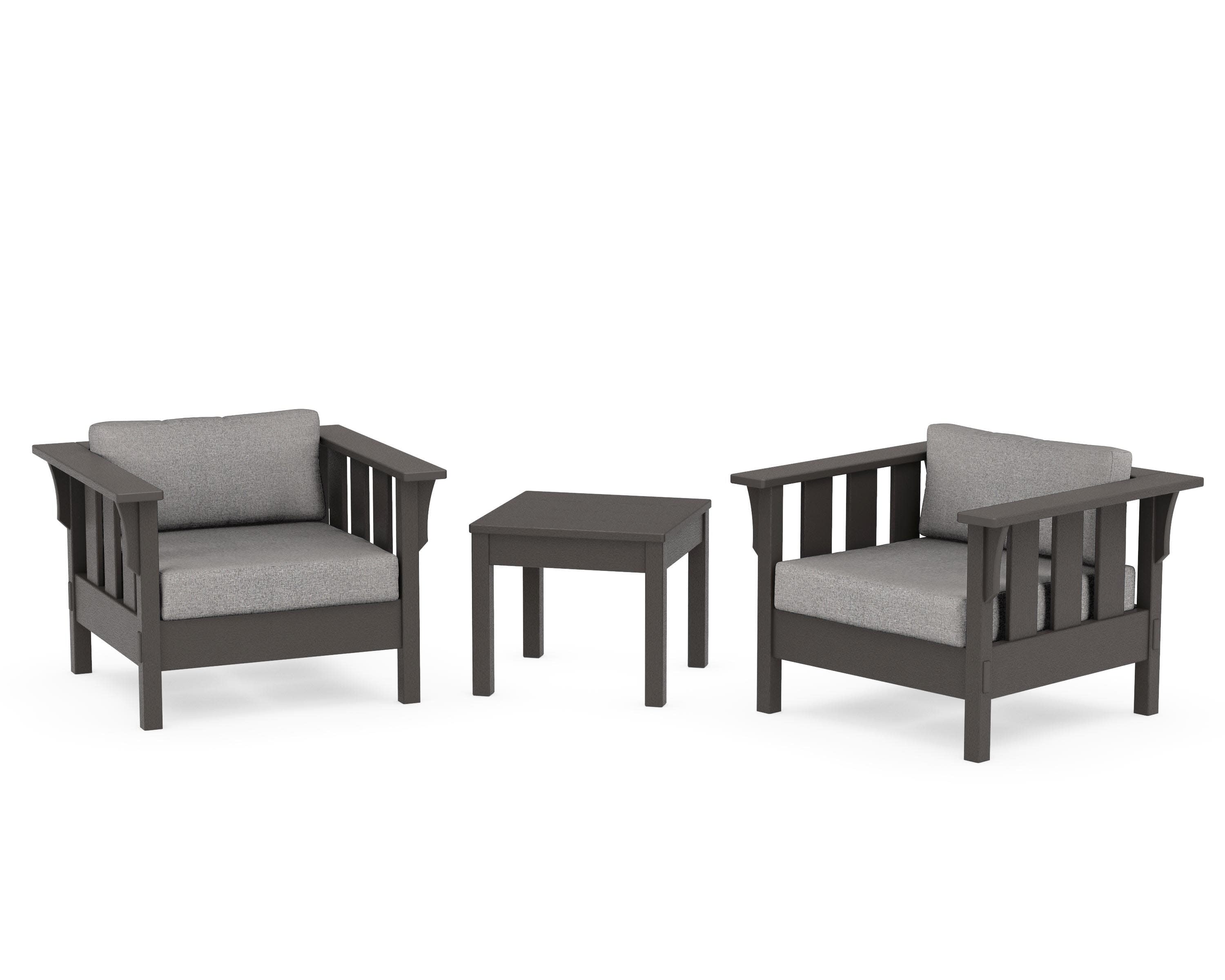 Acadia 3-Piece Deep Seating Set in Vintage Coffee / Grey Mist