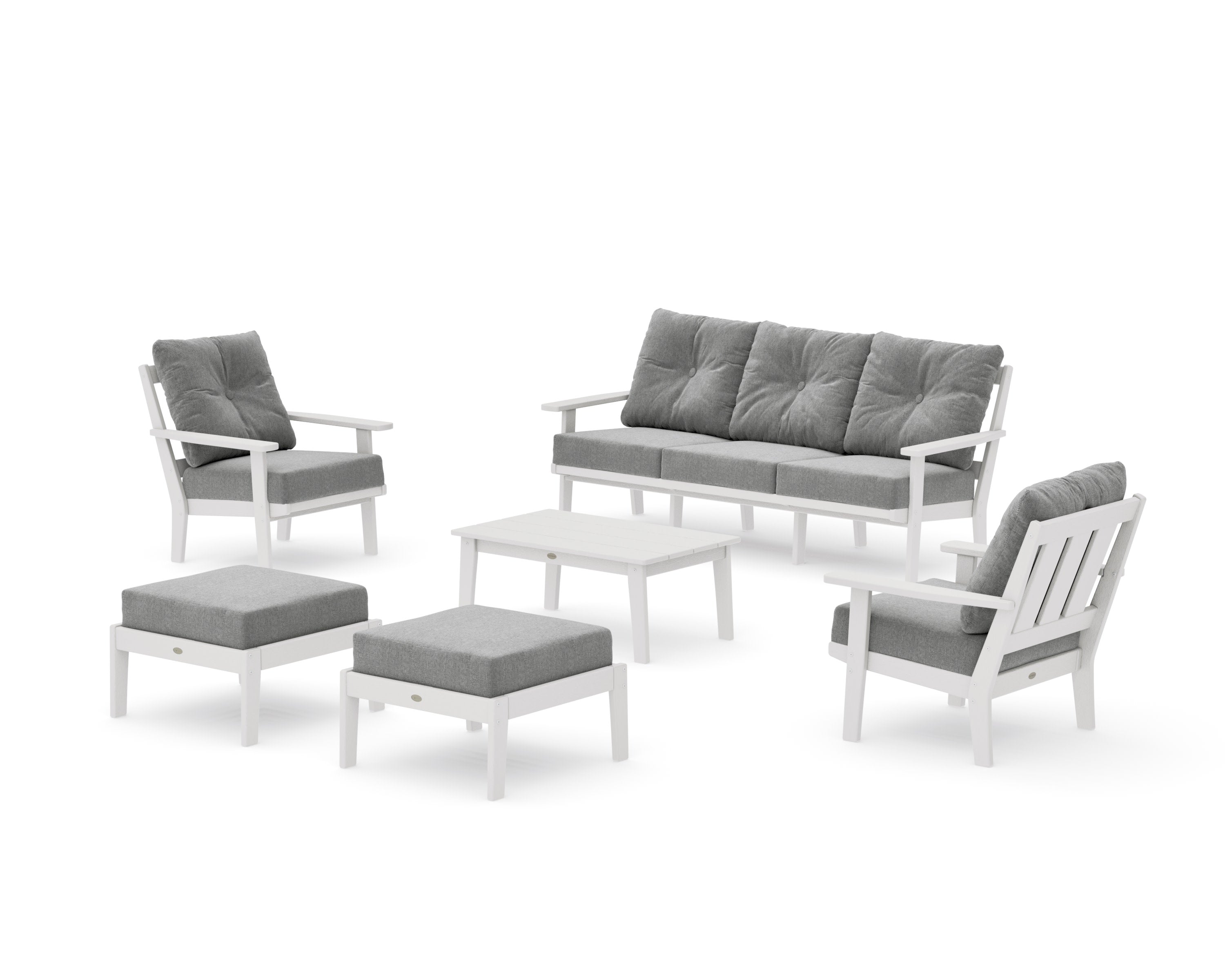 Oxford 6-Piece Lounge Sofa Set in Vintage White / Grey Mist