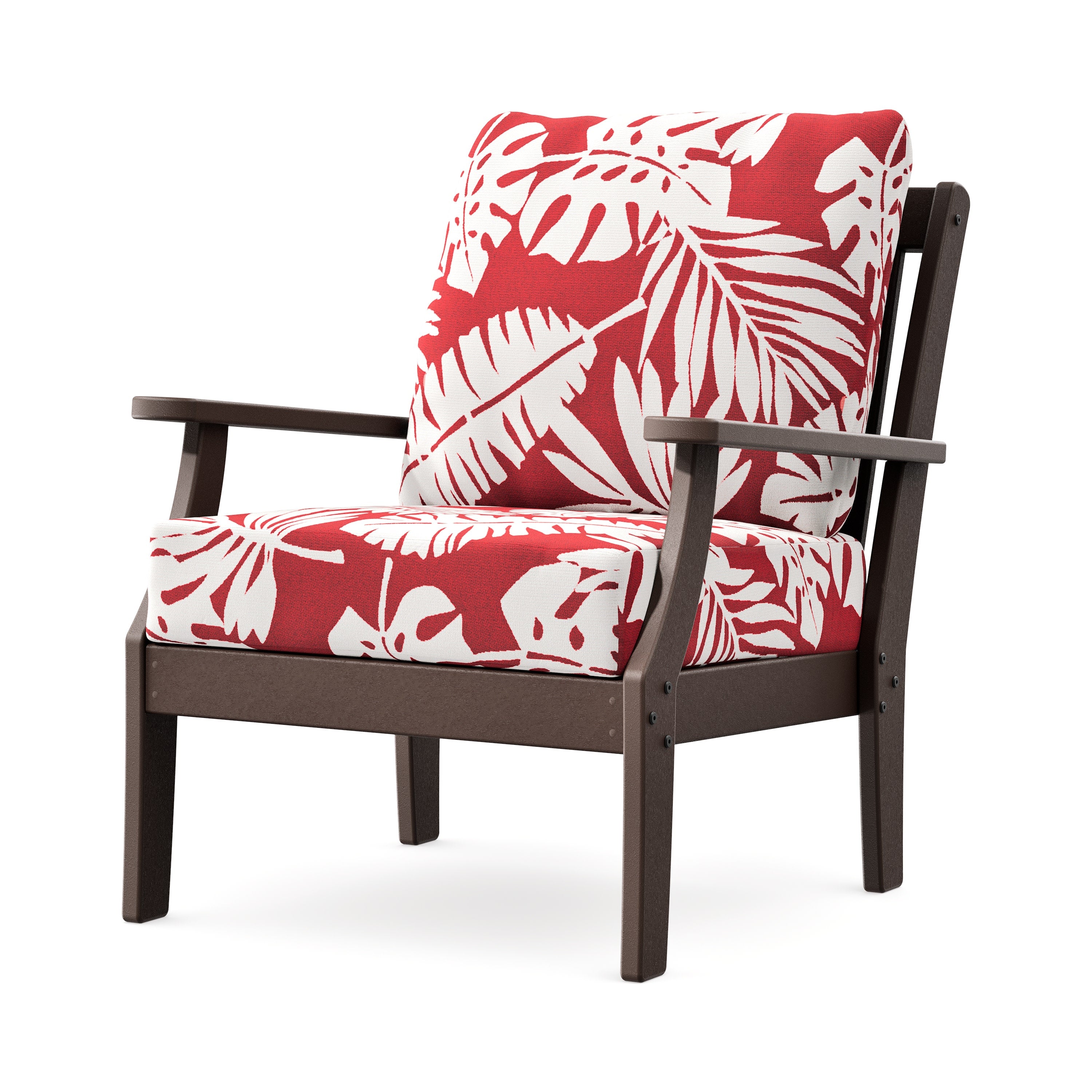 Braxton Deep Seating Chair in Mahogany / Leaf Crimson