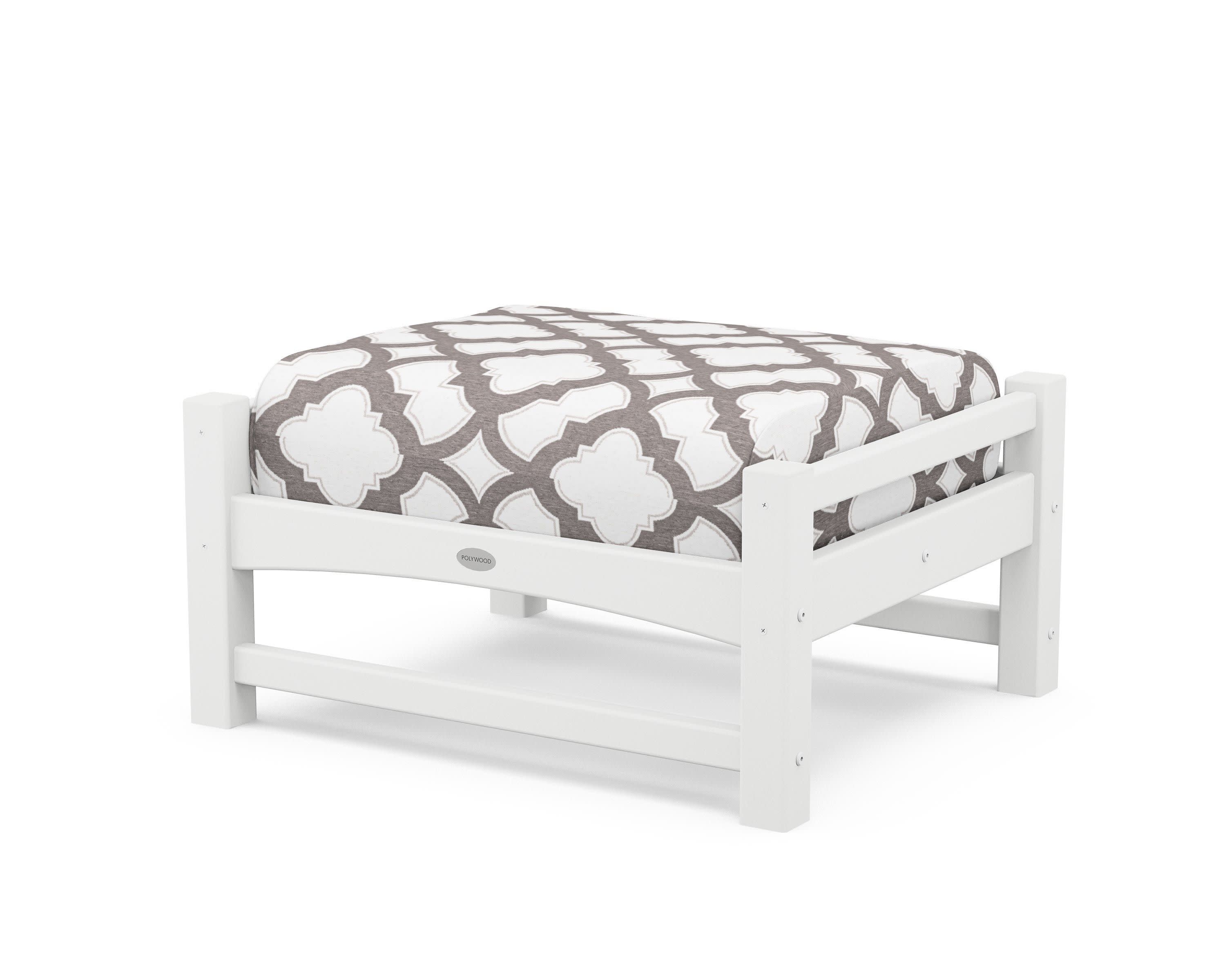 Club Ottoman in White / Trellis Grey Mist