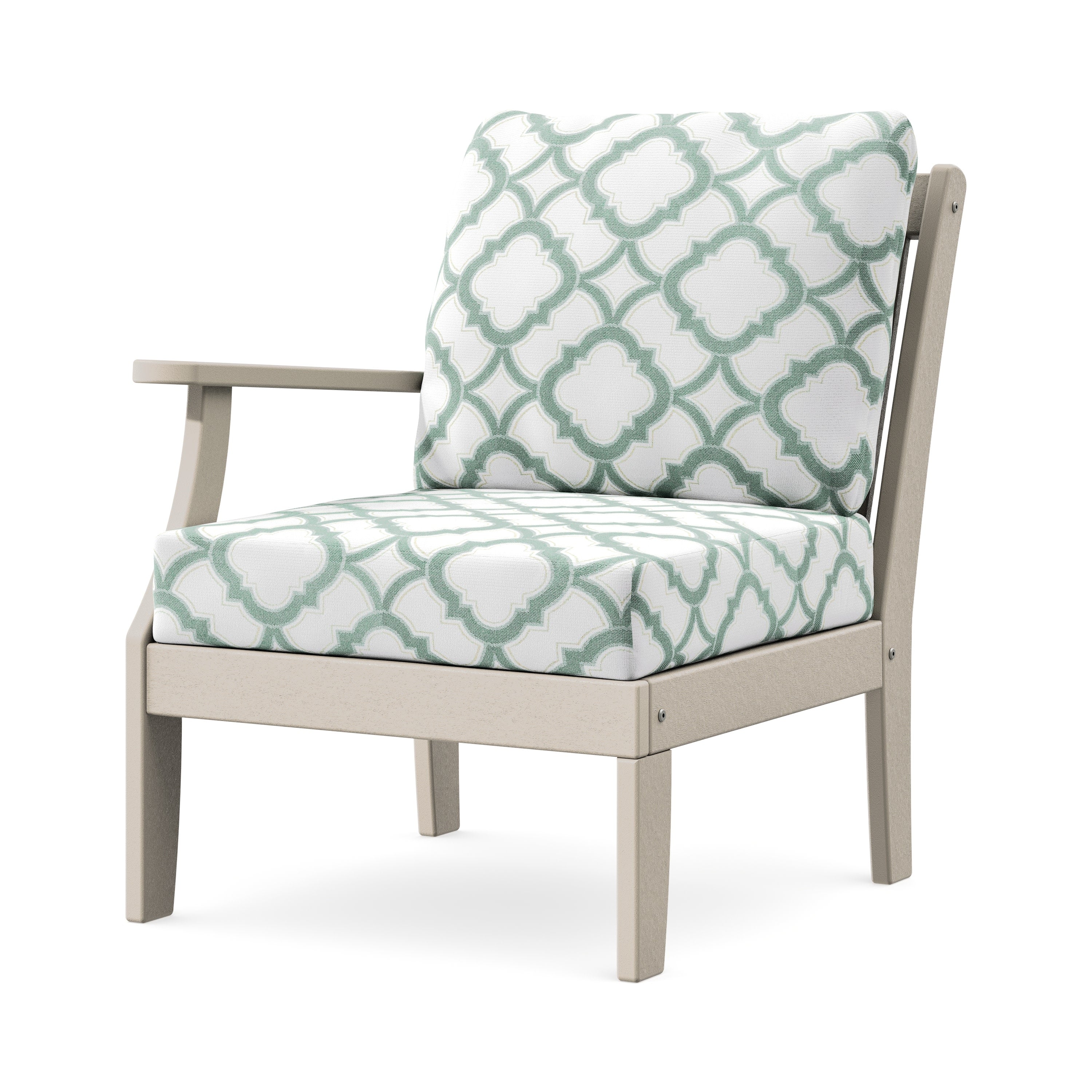 Braxton Modular Left Arm Chair in Sand / Trellis Glacier Spa