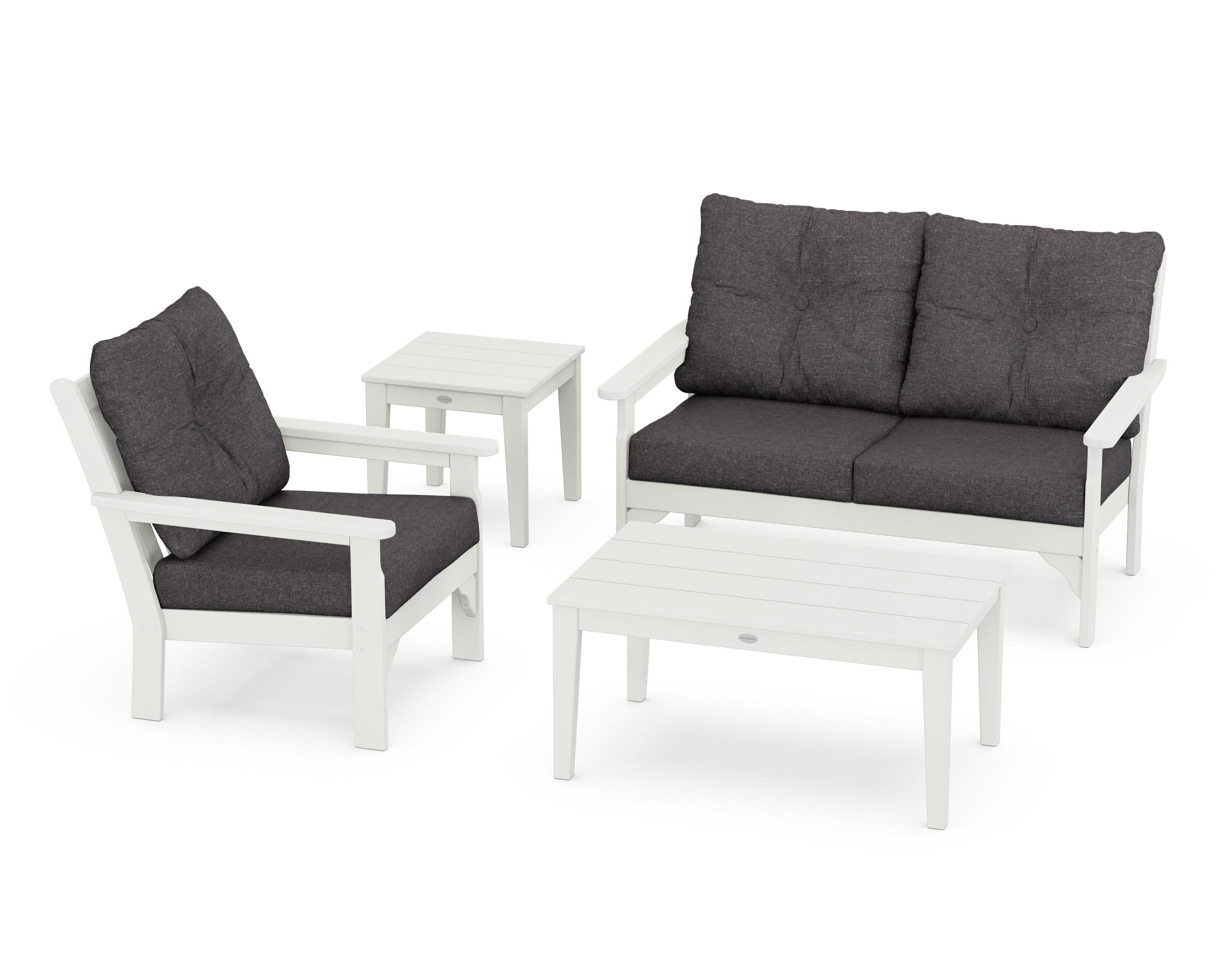 Vineyard 4-Piece Deep Seating Set in Vintage White / Ash Charcoal