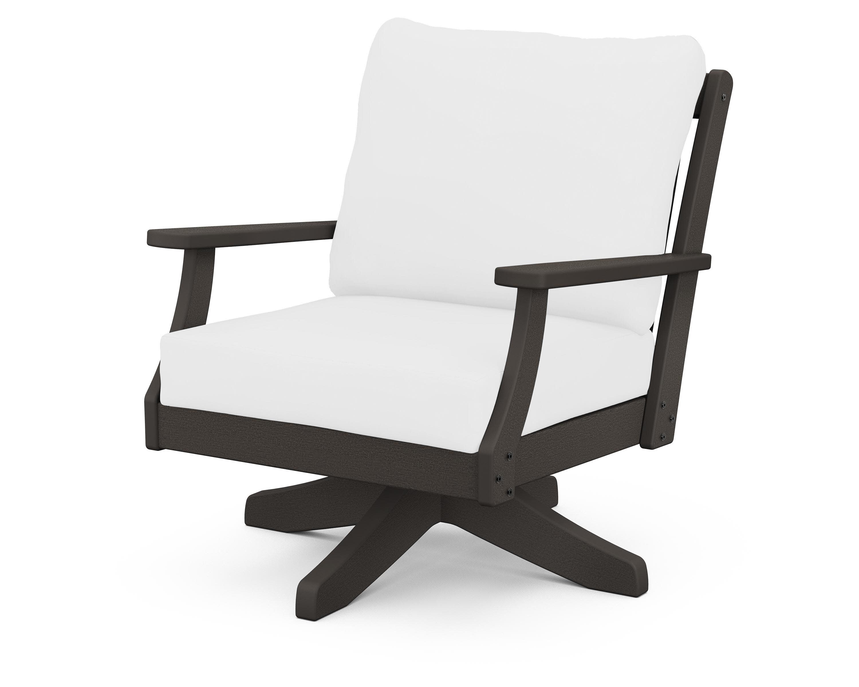 Braxton Deep Seating Swivel Chair in Vintage Coffee / Natural