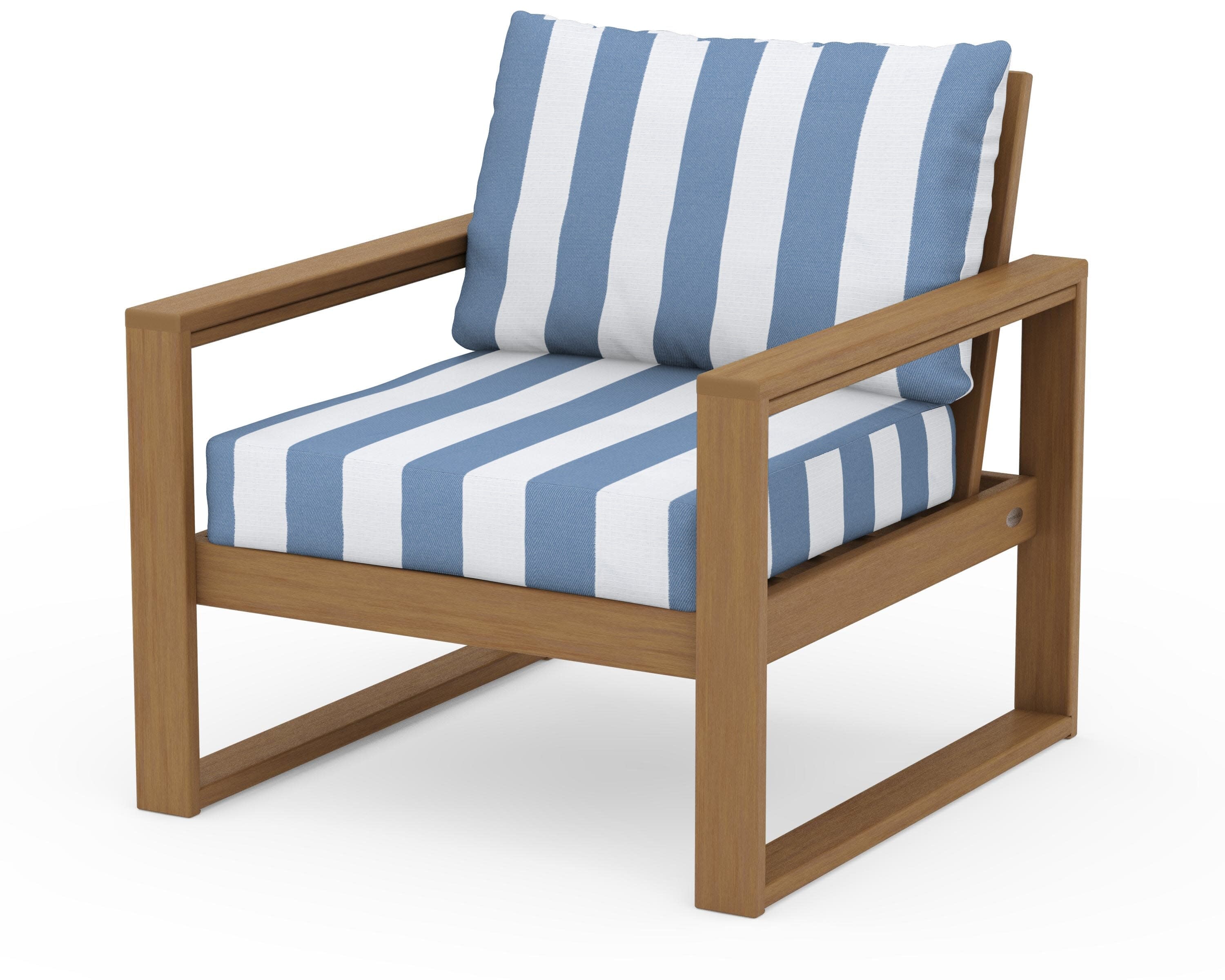 EDGE Club Chair in Natural / Cabana Stripe Sky Blue